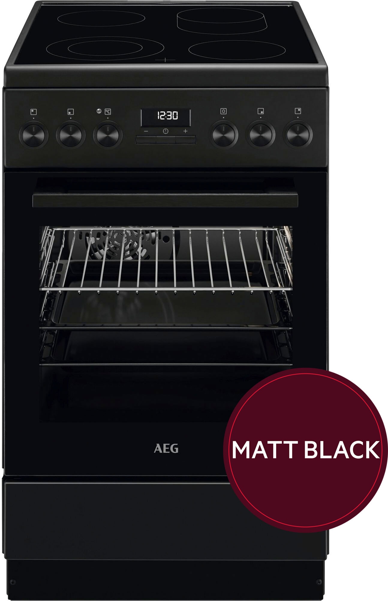 AEG Elektro-Standherd »CCB54492BB« mit Teilauszug Matt Schwarz Elektroherd 50cm breit mit 8Programmen & Teleskopauszügen schwarz TELESKOPAUSZÜGE – DIE