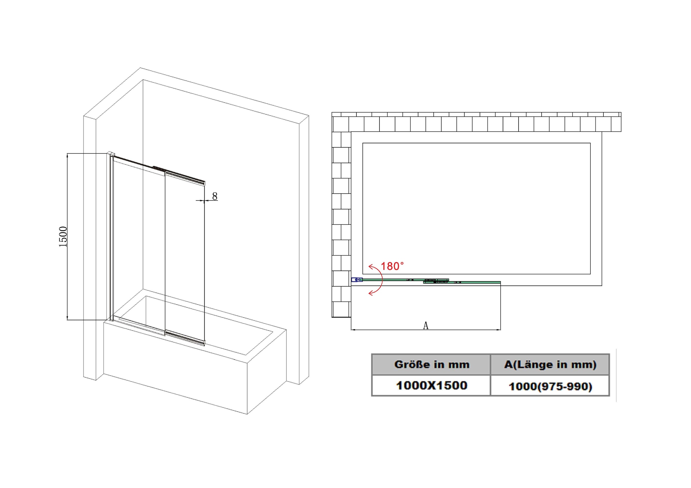 welltime Badewannenaufsatz »Slider« 2 Stk. tlg. Badewannenaufsatz mit Schiebetür