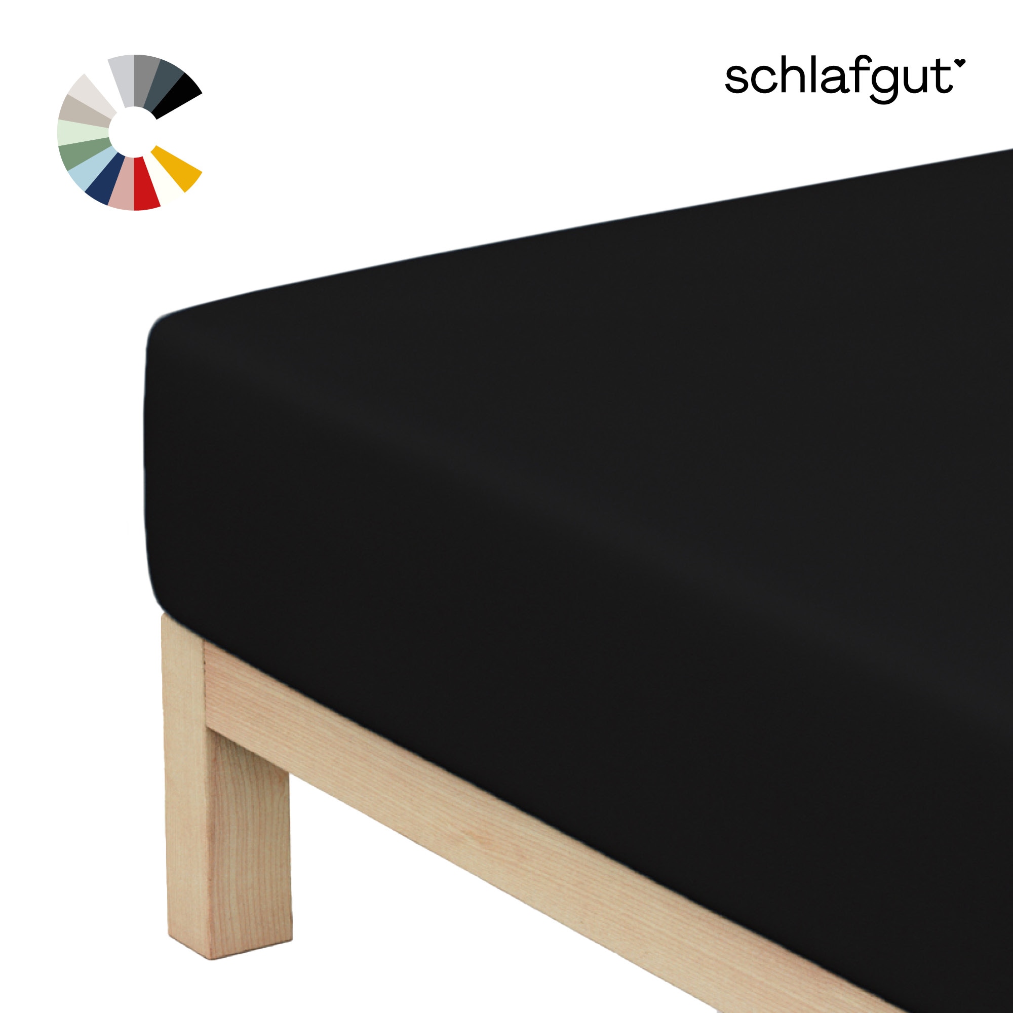 Schlafgut Spannbettlaken »Basic Cotton Bettlaken, 160 g/m², 100% Baumwolle, Spannbetttuch« Spannbettlaken bis 22 cm Matratzenhöhe, bügelfrei und pflegeleicht