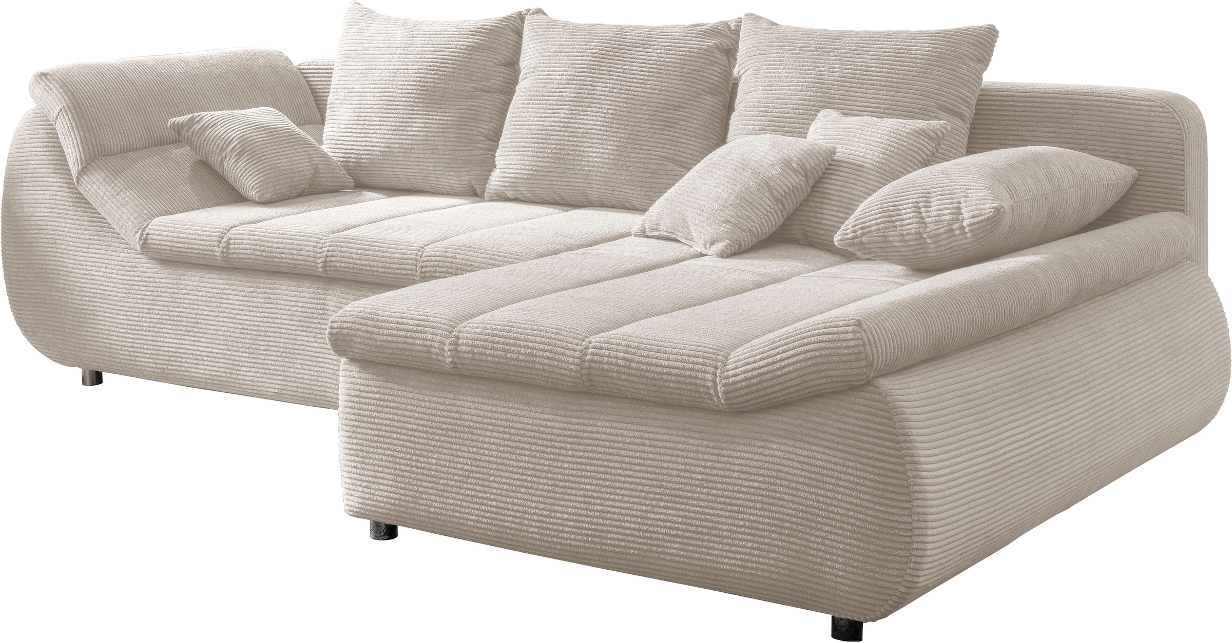 INOSIGN Ecksofa »Imola elegant und bequem, aktuelle Steppung im Sitz, L-Form«, wahlweise mit Bettfunktion