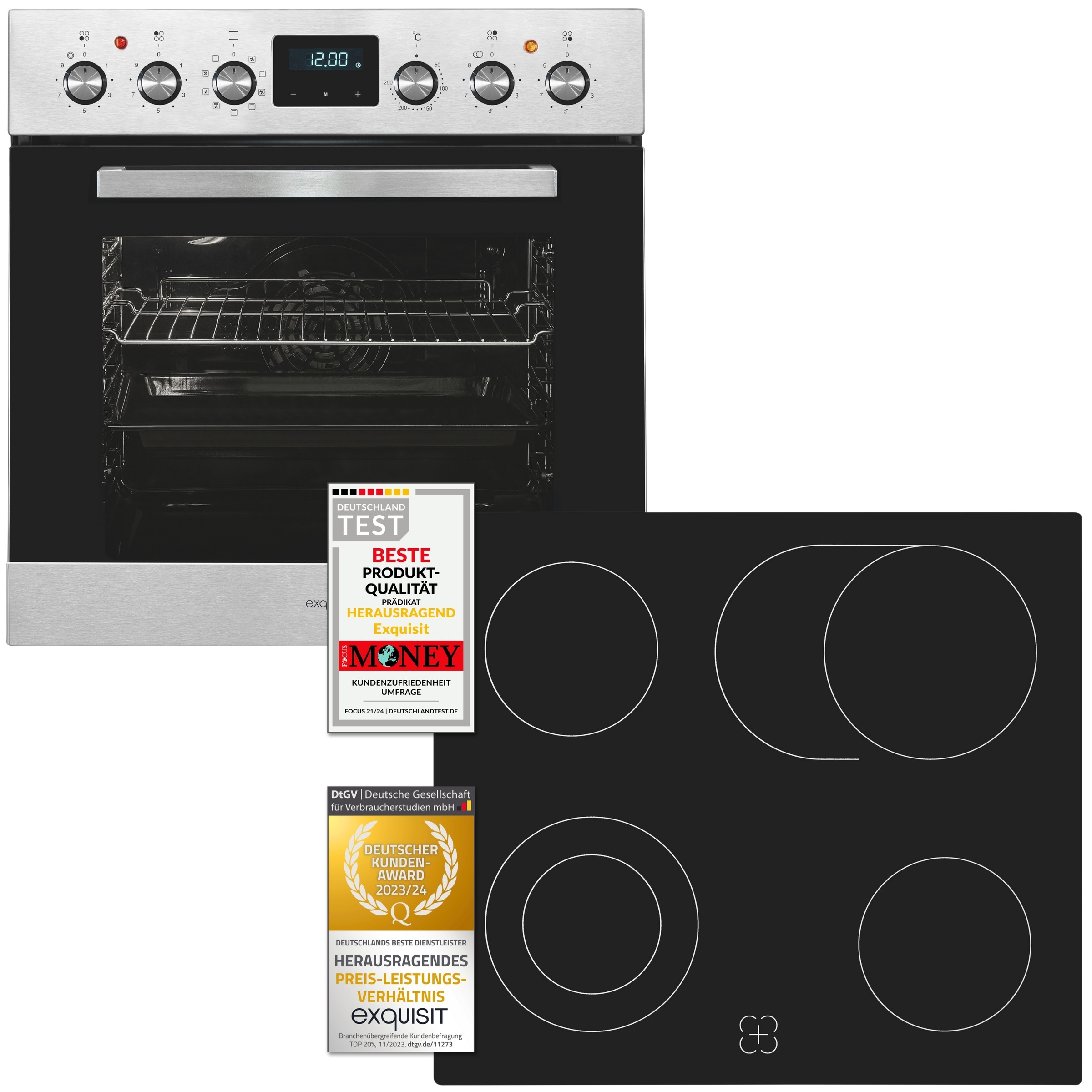 exquisit Elektro-Herd-Set "EHE 185-HZ-020 inox" günstig online kaufen