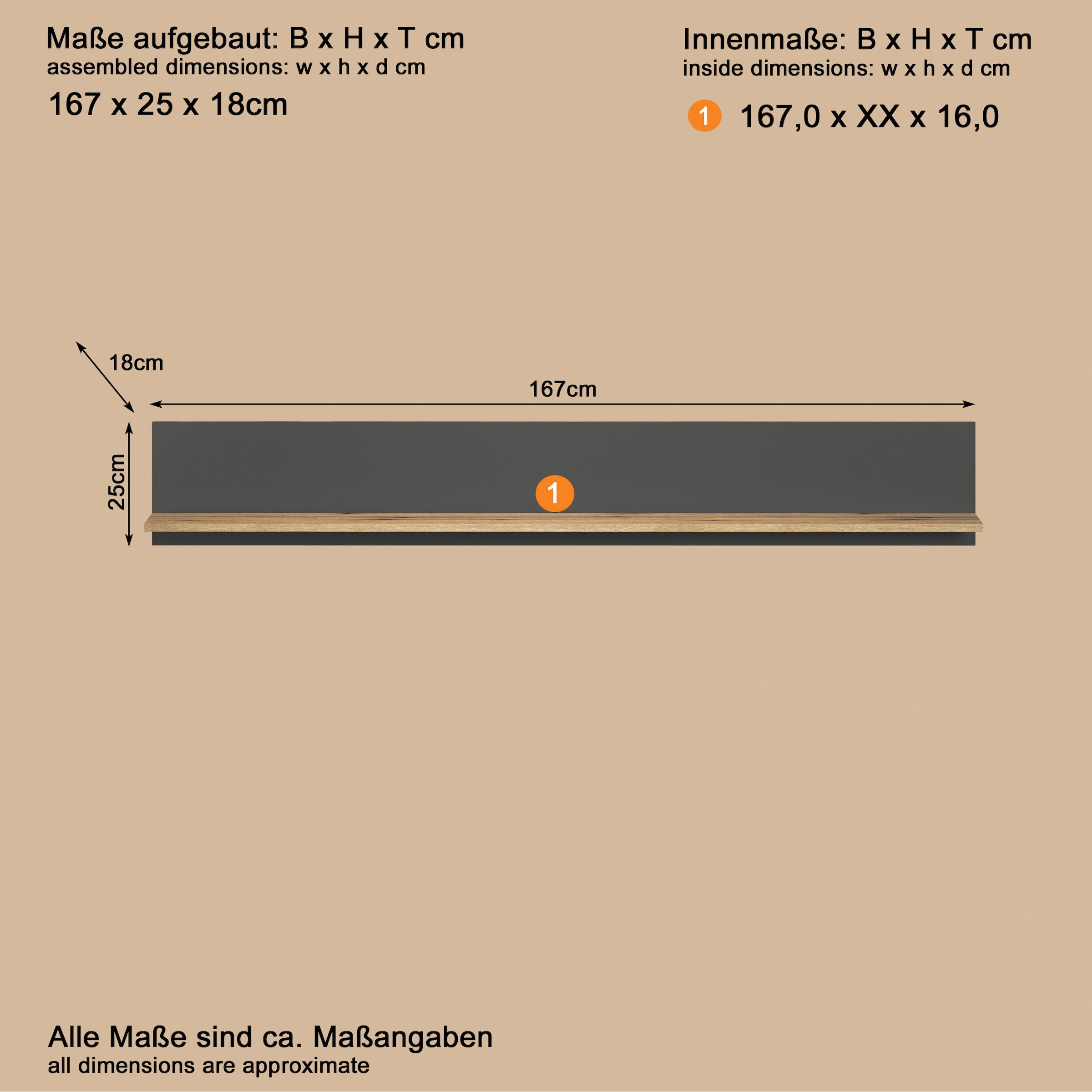 INOSIGN Wandboard »Estepona« 1 Stk. tlg. Großzügige Ablagefläche