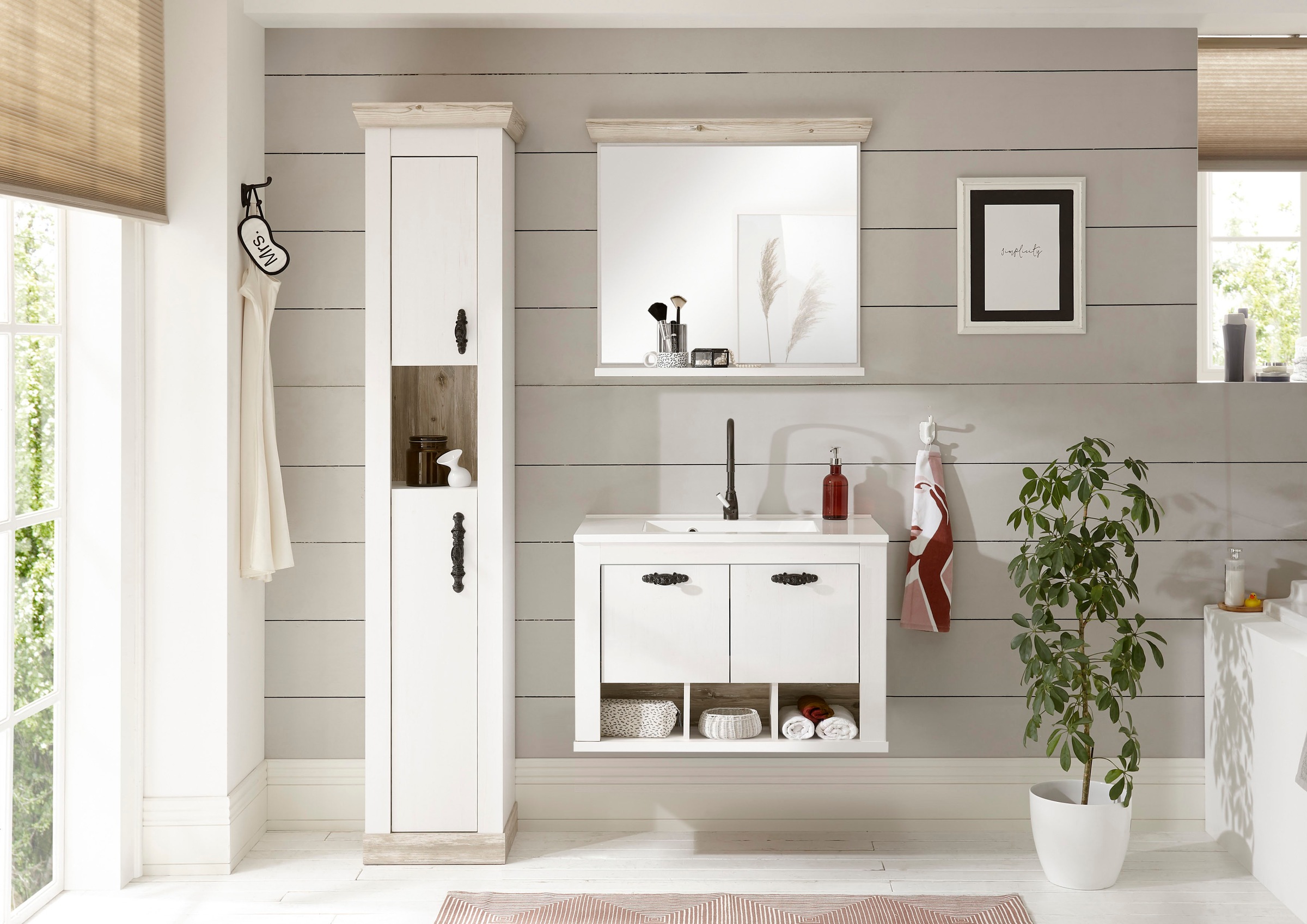 Home affaire Badmöbel-Set »Florenz, Bad im Landhausstil, 3-teiliges Badezim günstig online kaufen