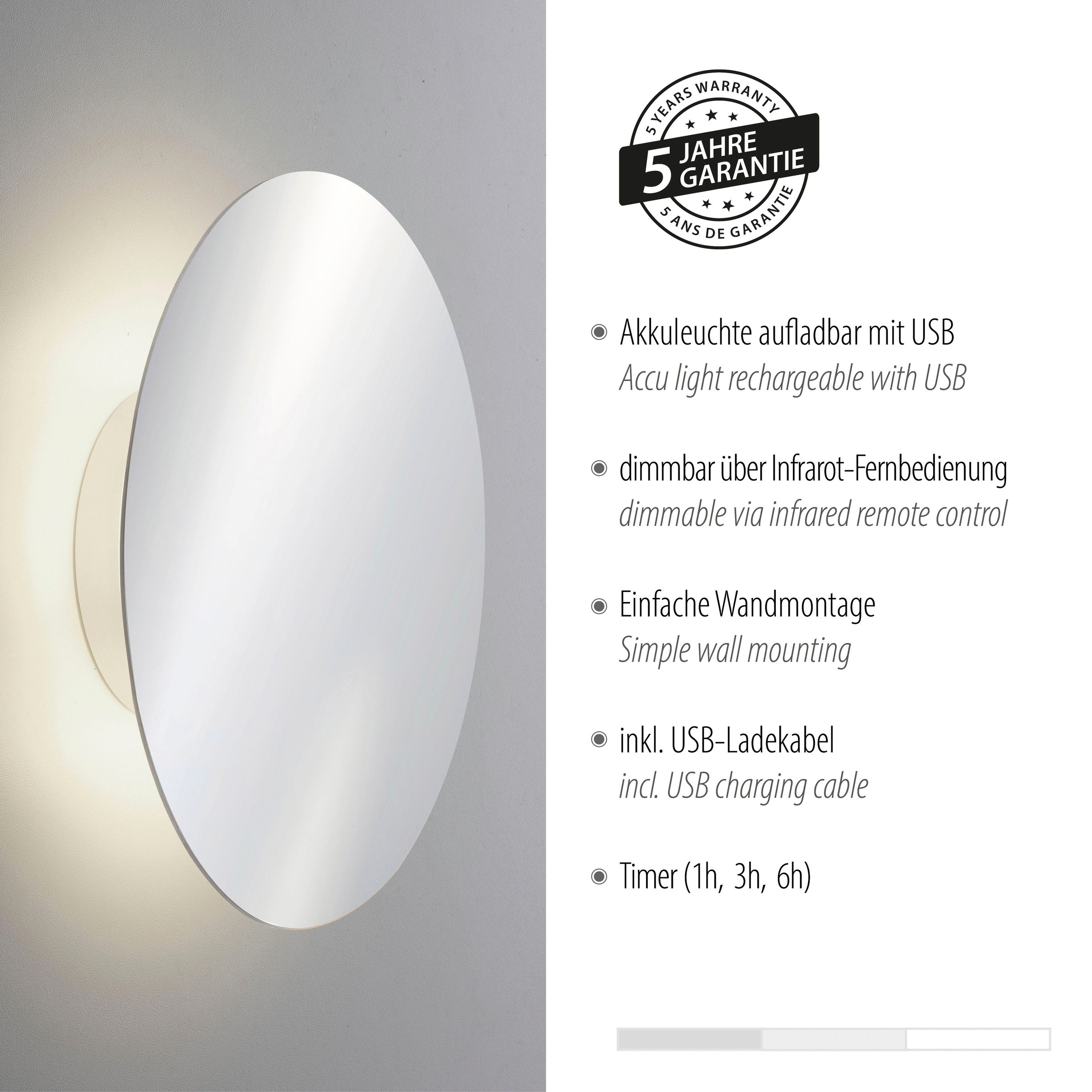 Paul Neuhaus Wandleuchte »AKKU PUNTU«, 1 flammig, Leuchtmittel LED-Board | LED fest integriert