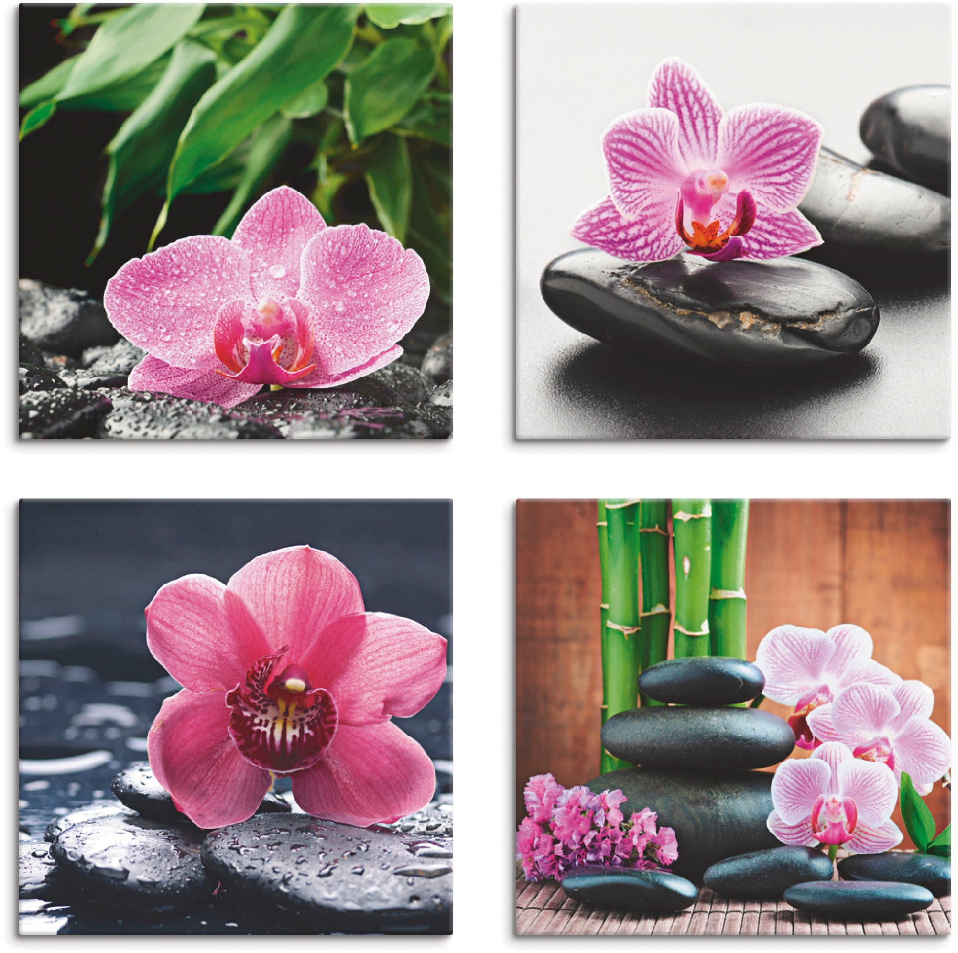 Artland Leinwandbild »Orchidee Zenstein Tropfen Spa Konzept«, Zen, (4 St.), günstig online kaufen