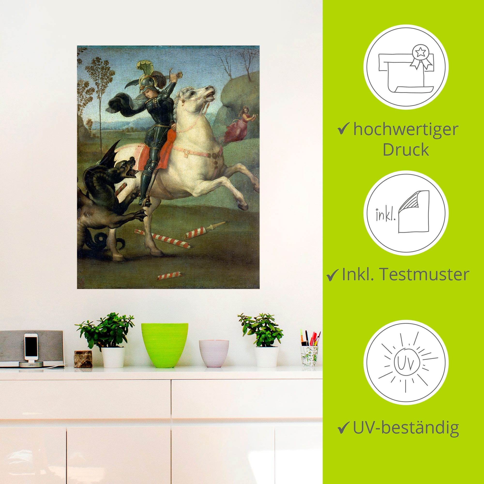 Artland Wandfolie »Der hl.Georg im Kampf mit dem Drachen«, Mann, (1 St.), selbstklebend