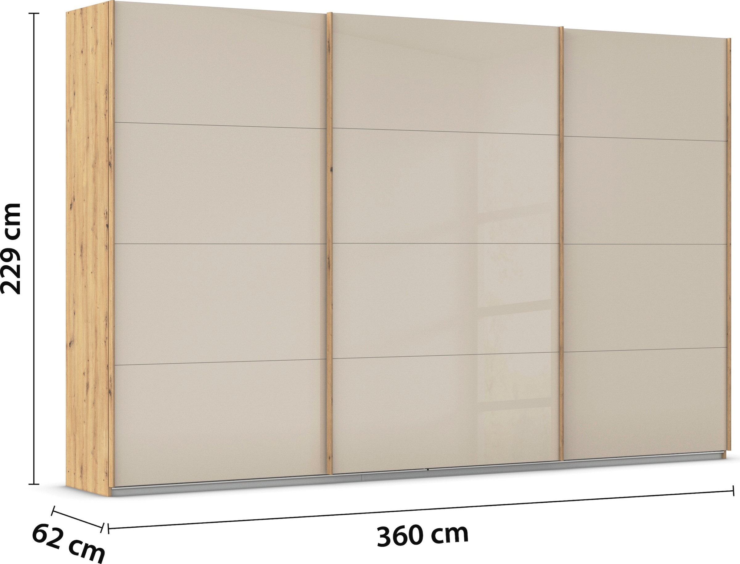 rauch Schwebetürenschrank »Kleiderschrank Schrank Garderobe AGORDO mit Glasfront«, durchdachte Innenausstattung, in 4 Breiten und 2 Höhen MADE IN GERMANY
