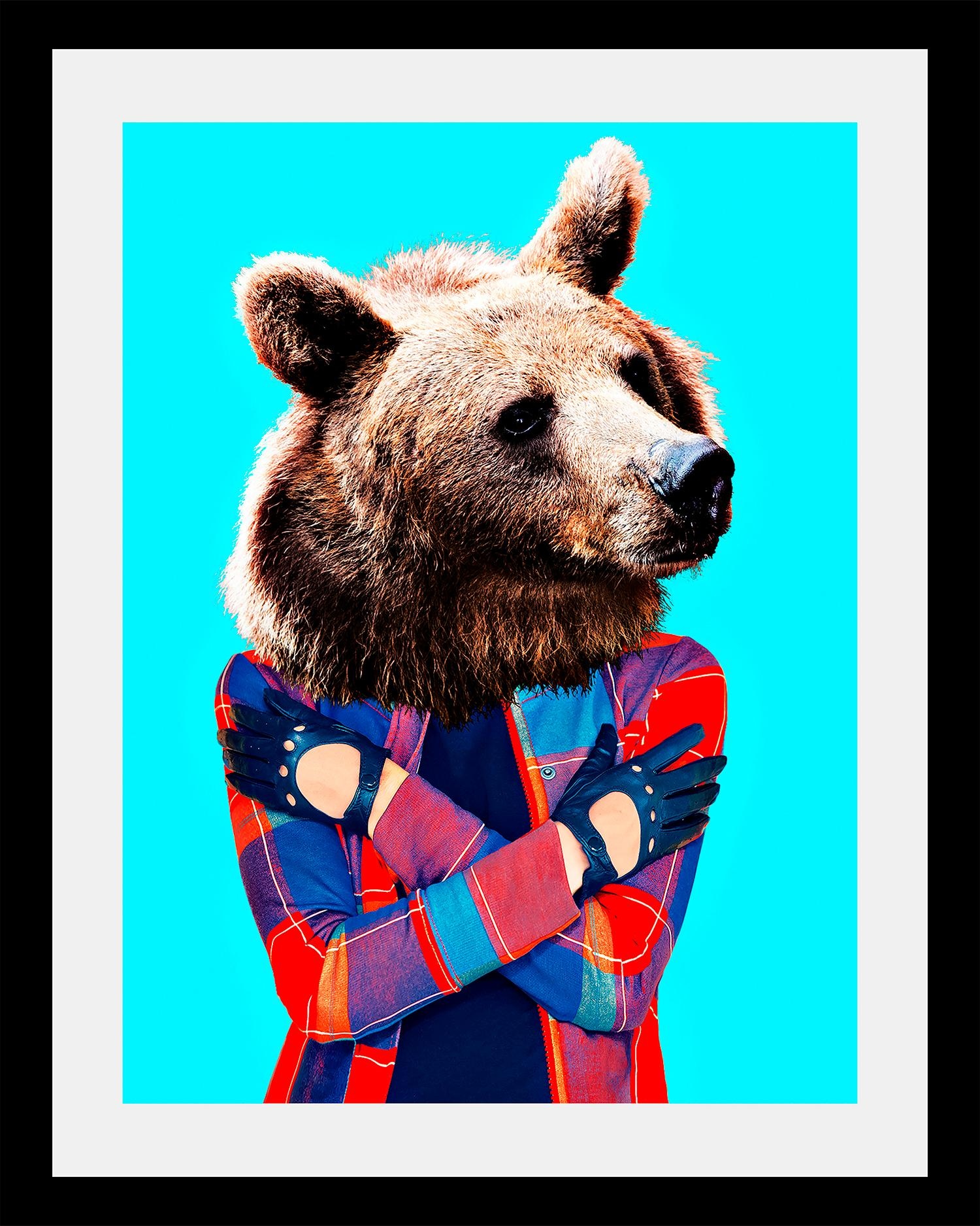 queence Bild »Bär«, Tiere-Foto-Bär-Kunst-Art-Humor, HD Premium Poster-Druck inkl. Holzrahmen