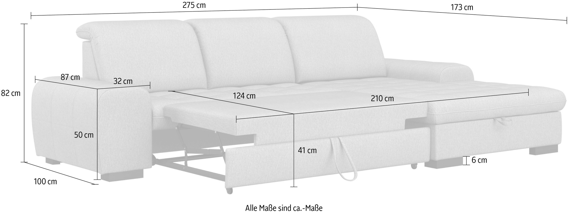 sit&more Ecksofa »Luxor L-Form«, wahlweise mit Bettfunktion, Bettkasten und Kopfteilverstellung