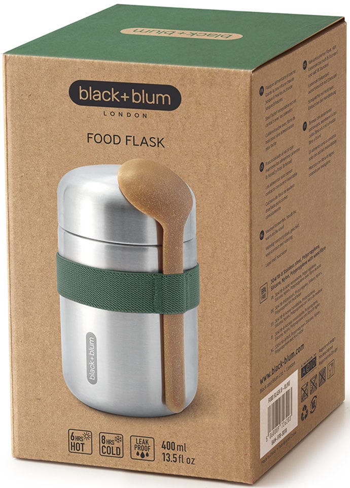 black+blum Thermobecher »Food Flask«, hält Speisen lange heiß, auslaufsicher, inkl. Löffel, 400 ml