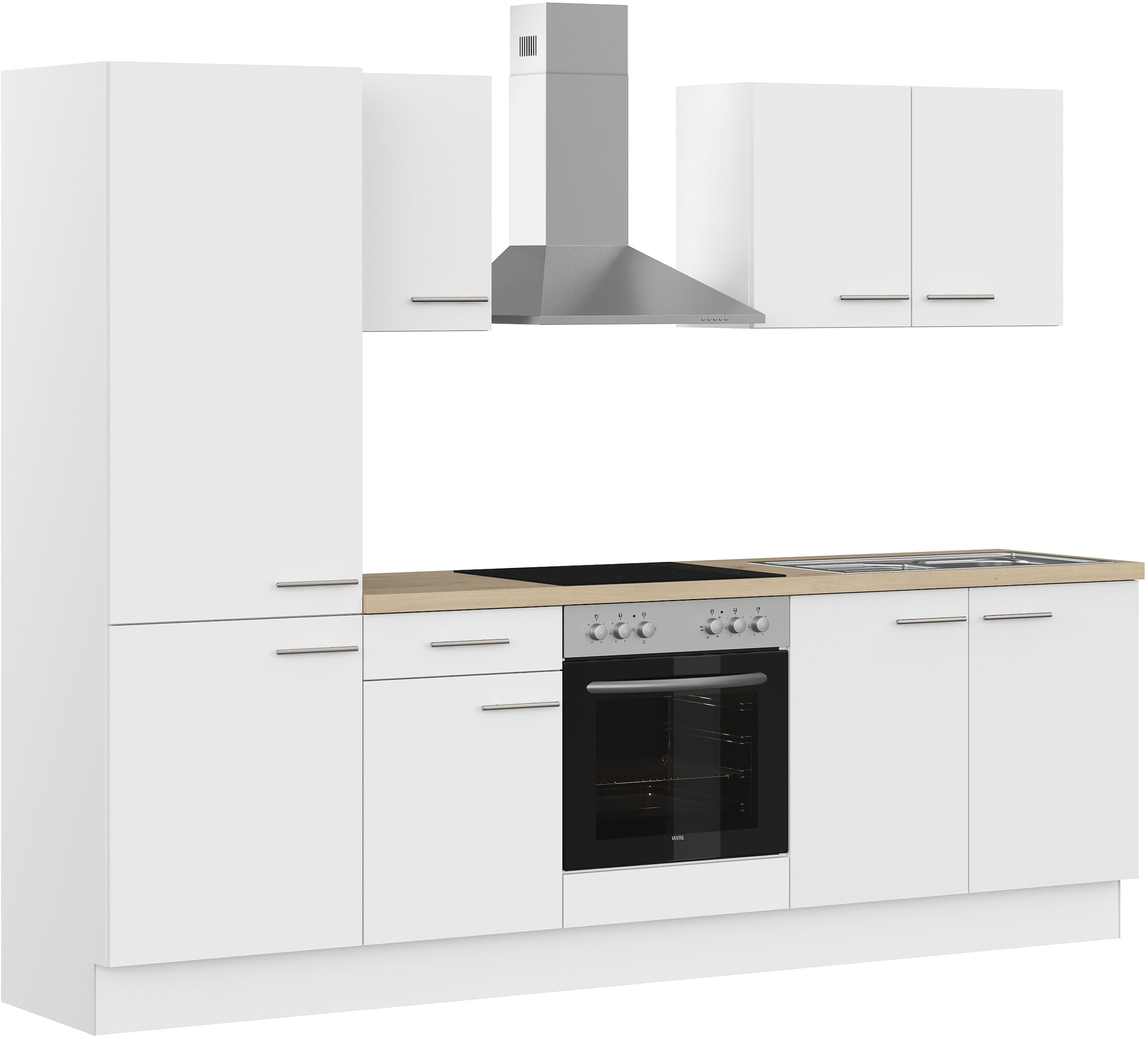 IMPULS KÜCHEN Küchenzeile »"Tirana", Ausrichtung wählbar, Schubkästen mit Soft-Close«, vormontiert, wahlweise mit E-Geräten, mit Vollauszug, Breite 270 cm