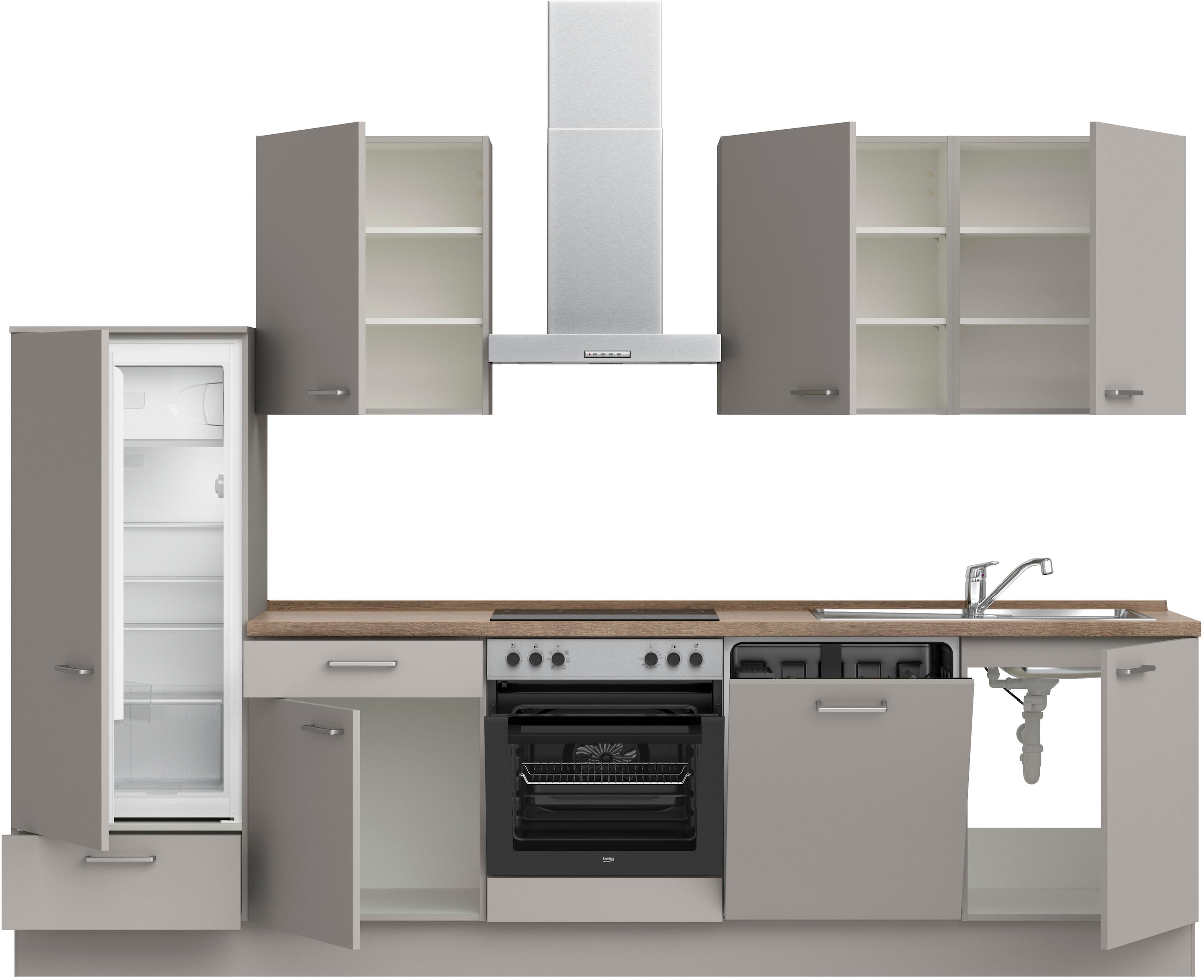nobilia® Küchenzeile »"Touch I"«, vormontiert, Ausrichtung wählbar, Breite 300 cm, wahlw. mit E-Geräten