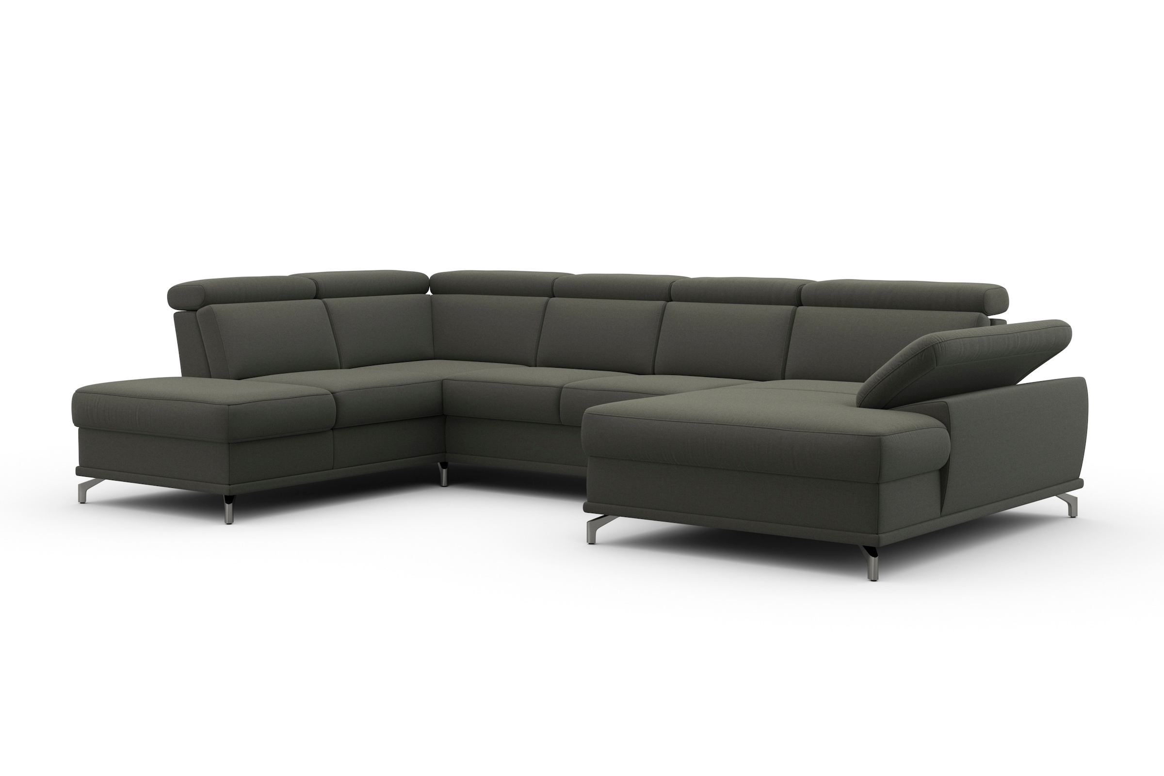 sit&more Wohnlandschaft »Cabrio U-Form, mit Sitztiefenverstellung, Arm- und Kopfteilverstellung«, 3 Nierenkissen, Federkern, optional Bettfunktion und Stauraum