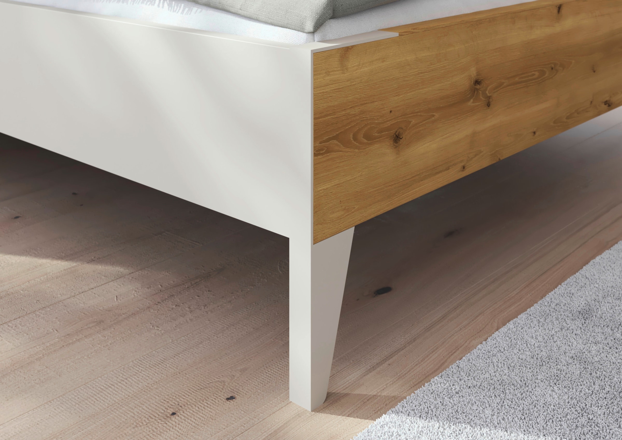 rauch Bettanlage »Bett Doppelbett Komfortbett Schlafzimmer Nachttische KONA« Set, Bett 180x200 oder 200x200, 2x Hängenachttisch, 2x Paneele mit Bel., 5 tlg. tlg. Absetzung Asteiche massiv, mit Soft-Close-Funktion MADE IN GERMANY