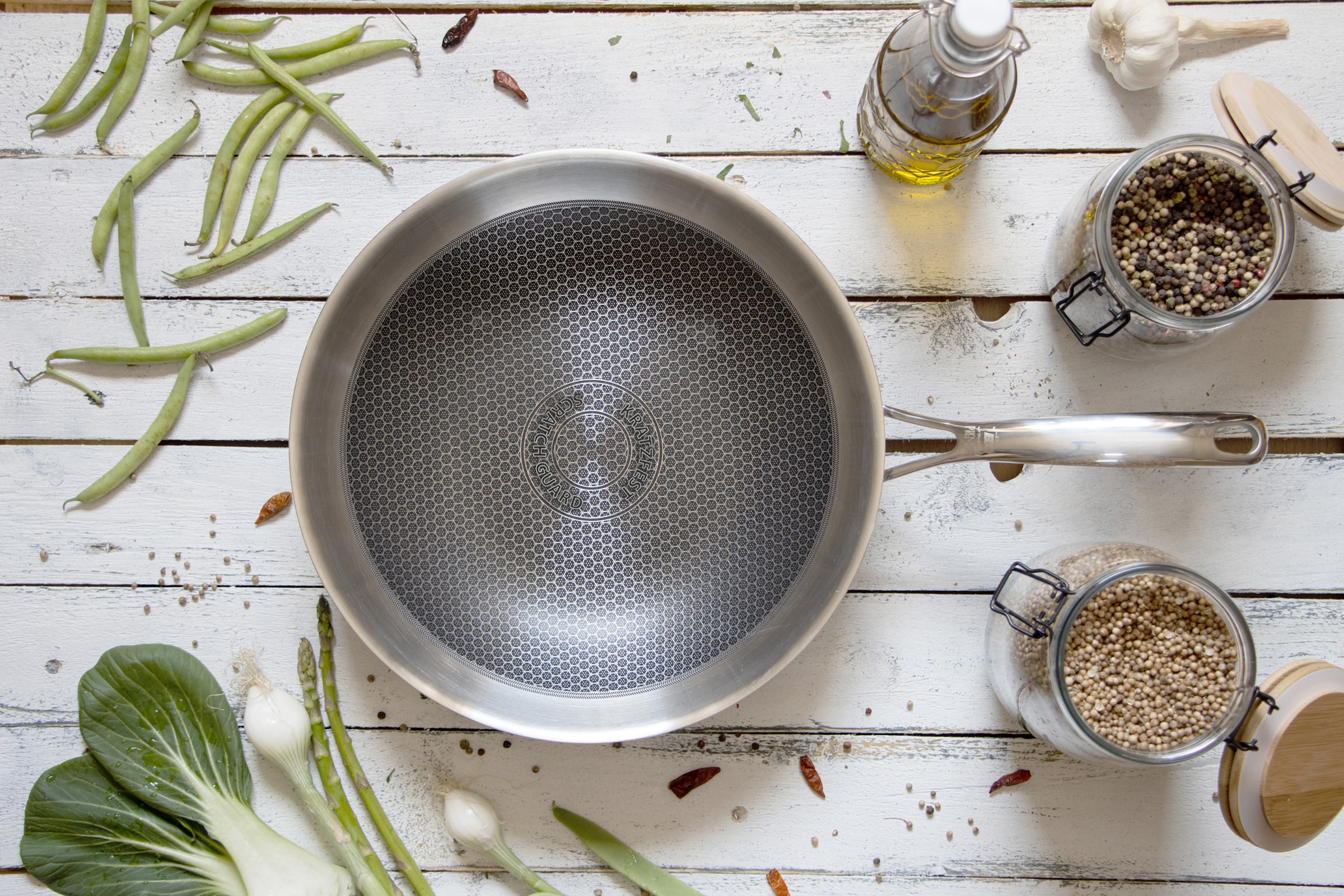 Elo Premium Wok »Relief Evolution Wokpfanne« Edelstahl 18/10 1 tlg. tlg. durchgehender Aluminium-Kern, außen magnetischer Edelstahl