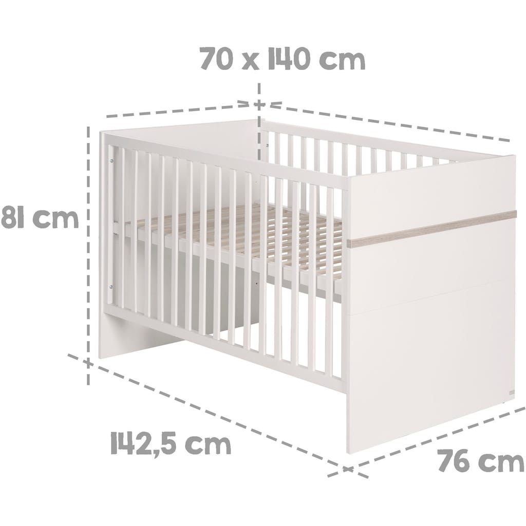 roba® Babymöbel-Set »Moritz«, (Spar-Set, 2 St., Kinderbett, Wickelkommode), mit Kinderbett und schmaler Wickelkommode; Made in Europe