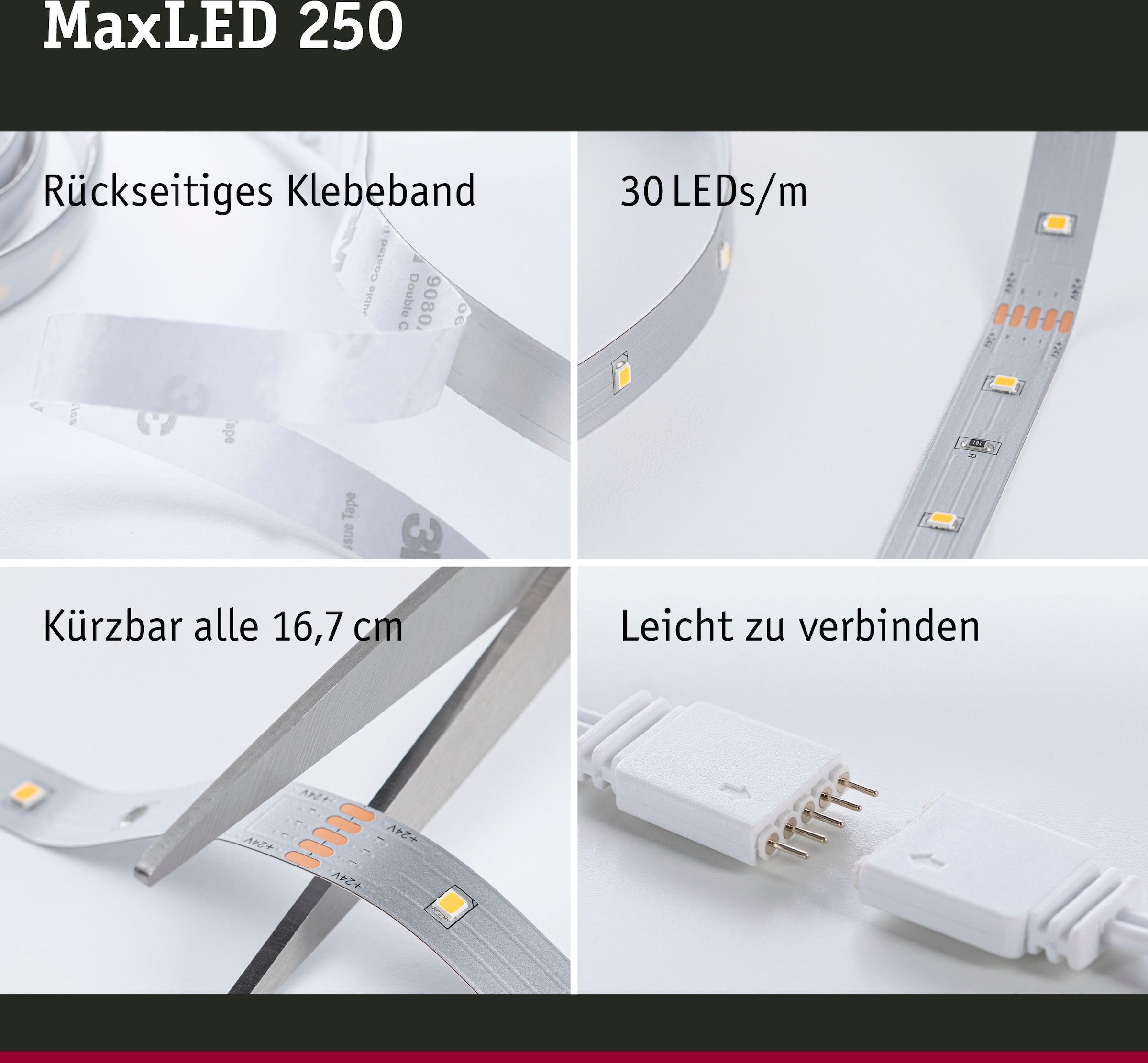 Paulmann LED Stripe »MaxLED 250 Basisset unbeschichtet 3m Tageslichtweiß«, 1 St.-flammig