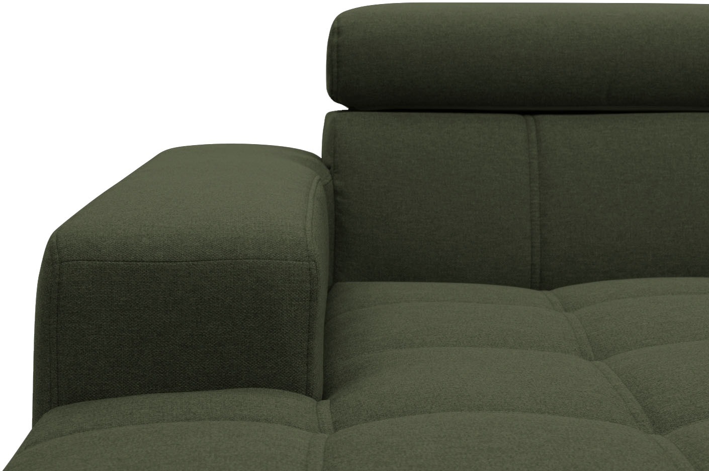 DOMO collection Ecksofa »Trento L-Form, mit Kufenfuß oder Einzelfuß«, wahlweise mit Kopfteilverstellung, Recamiere links/rechts bestellbar