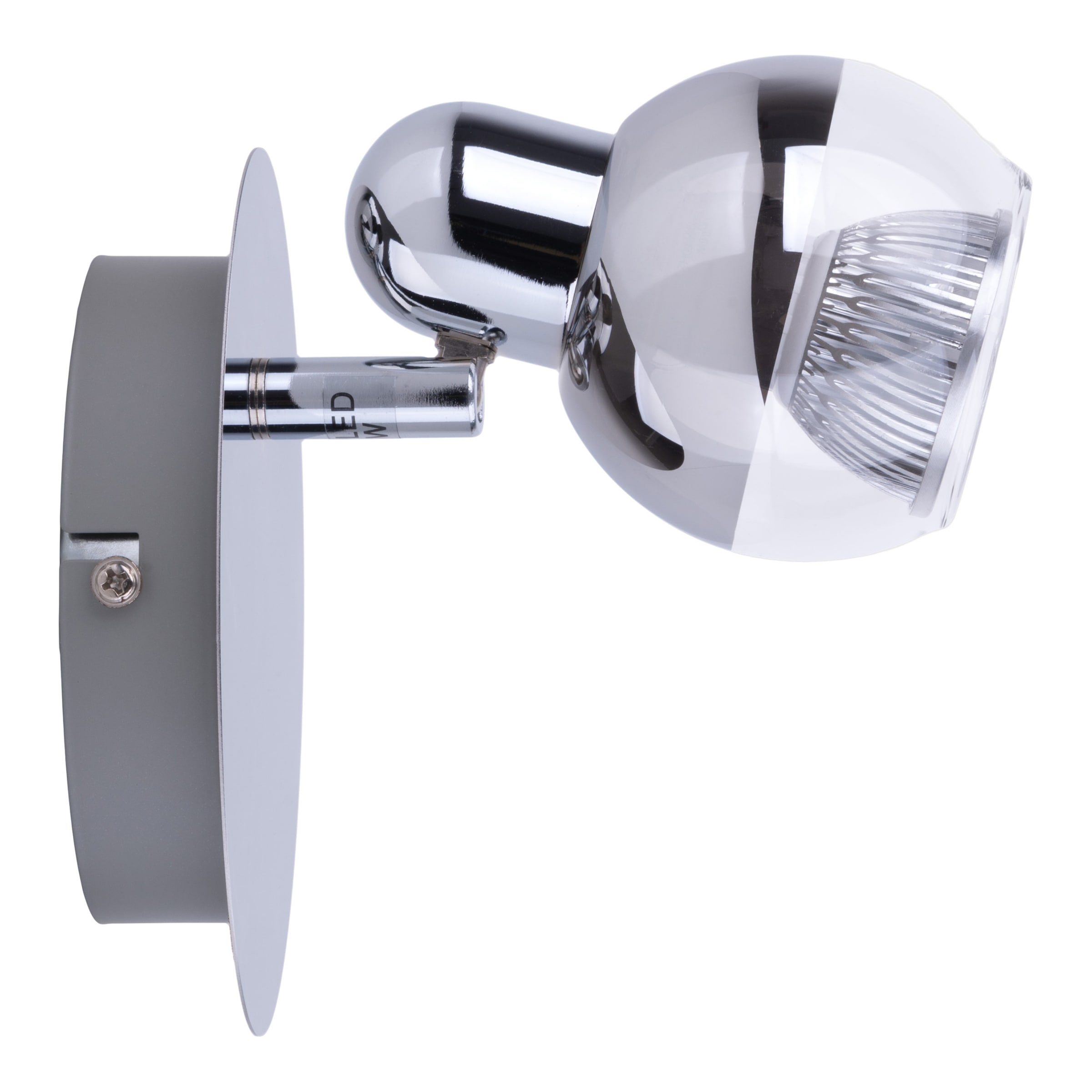 näve Wandstrahler »Boccia«, 1 flammig, Leuchtmittel GU10 | LED wechselbar, 1flg. incl. LED GU10 6W, chrom, Glasschirm, verstellbarer Spot, D:14cm