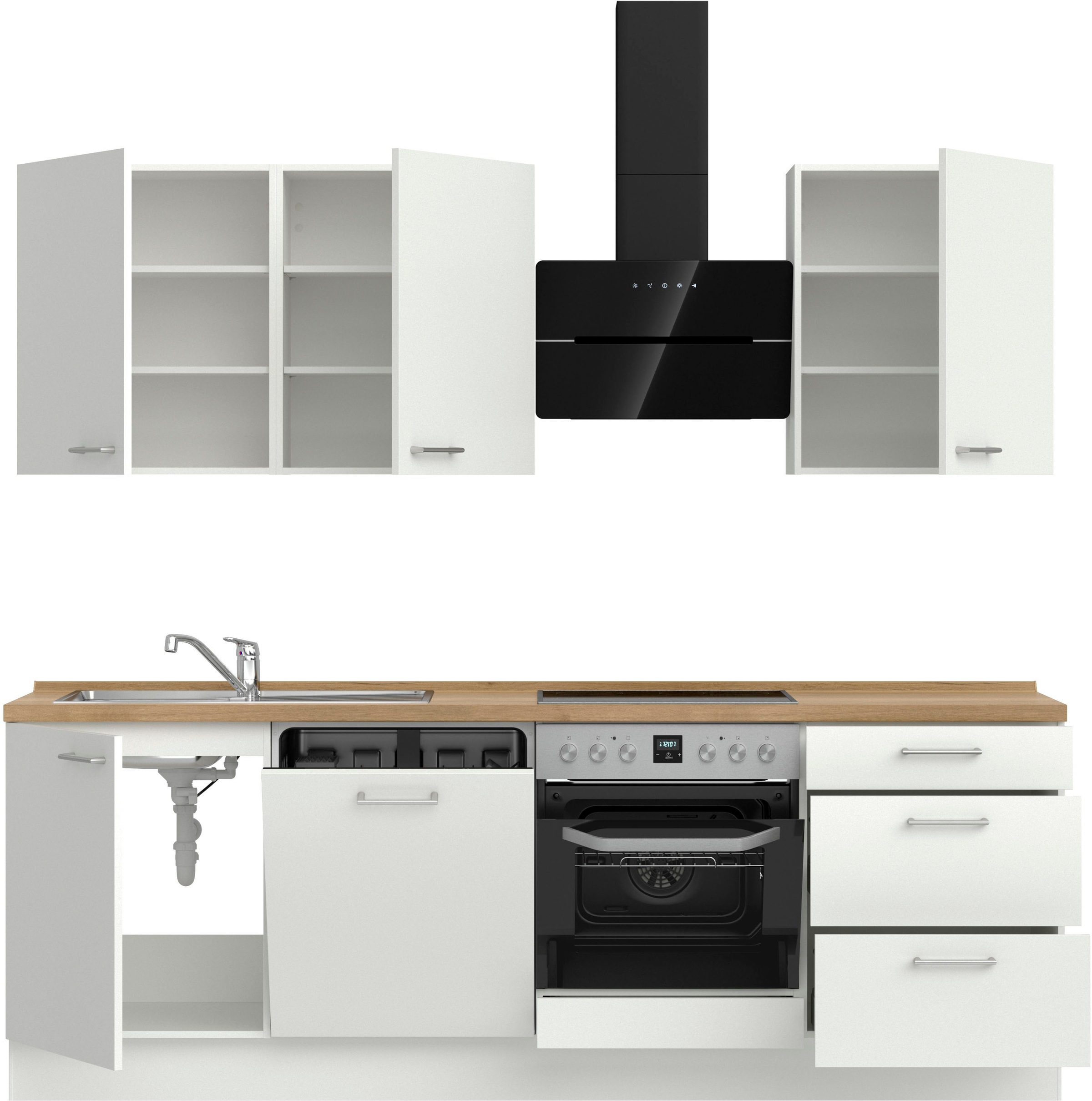 nobilia® Küchenzeile »"Laser II"«, vormontiert, Ausrichtung wählbar, Breite 240 cm, wahlw. mit E-Geräten