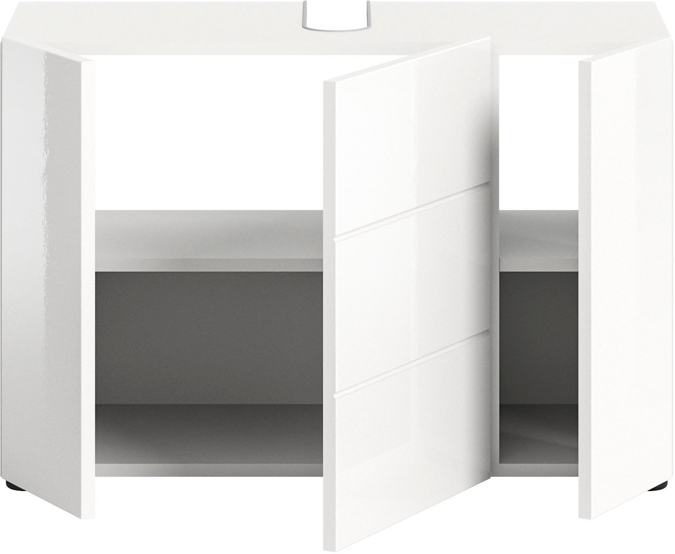 welltime Waschbeckenunterschrank »BIEL, TOPSELLER!, Breite 82 cm, 3 Türen, 2 Böden, mit Siphonausschnitt«, (1 St.), Badmöbel, Badschrank, Schrank, Unterschrank, Bad, Badezimmer