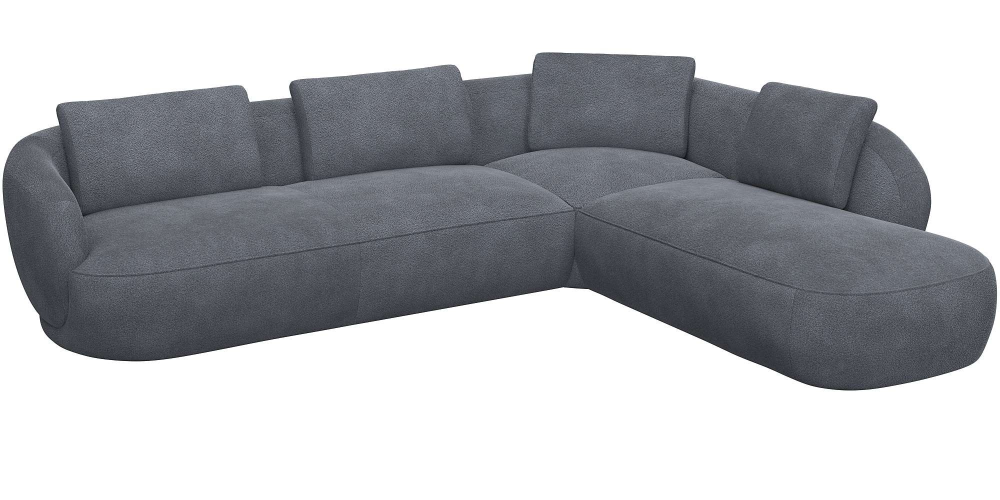 FLEXLUX Ecksofa »Torino, rund, L-Form, Sofa-Ecke mit Ottomane«, Modernes, organisches Sofa-Design, Kaltschaum, Wellenunterfederung