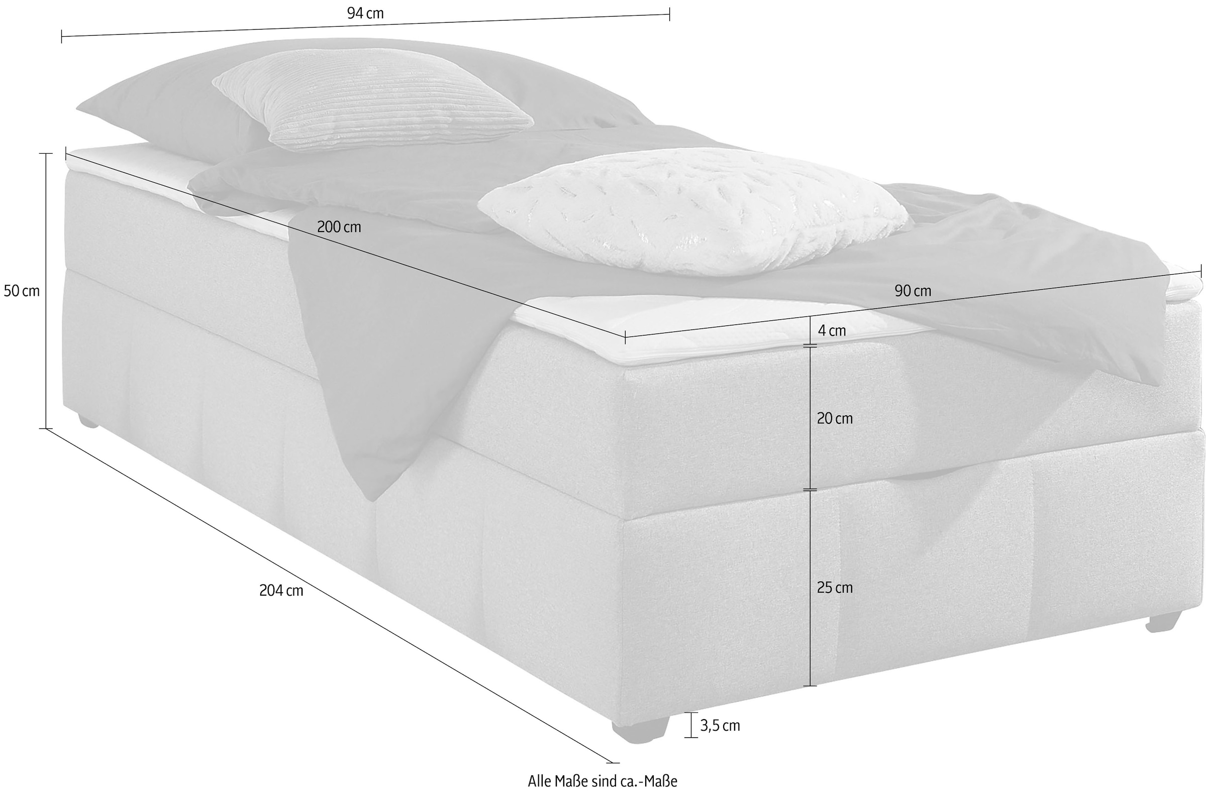 Home affaire Boxbett »Niemes« Boxbett ohne Kopfteil, inkl. Topper