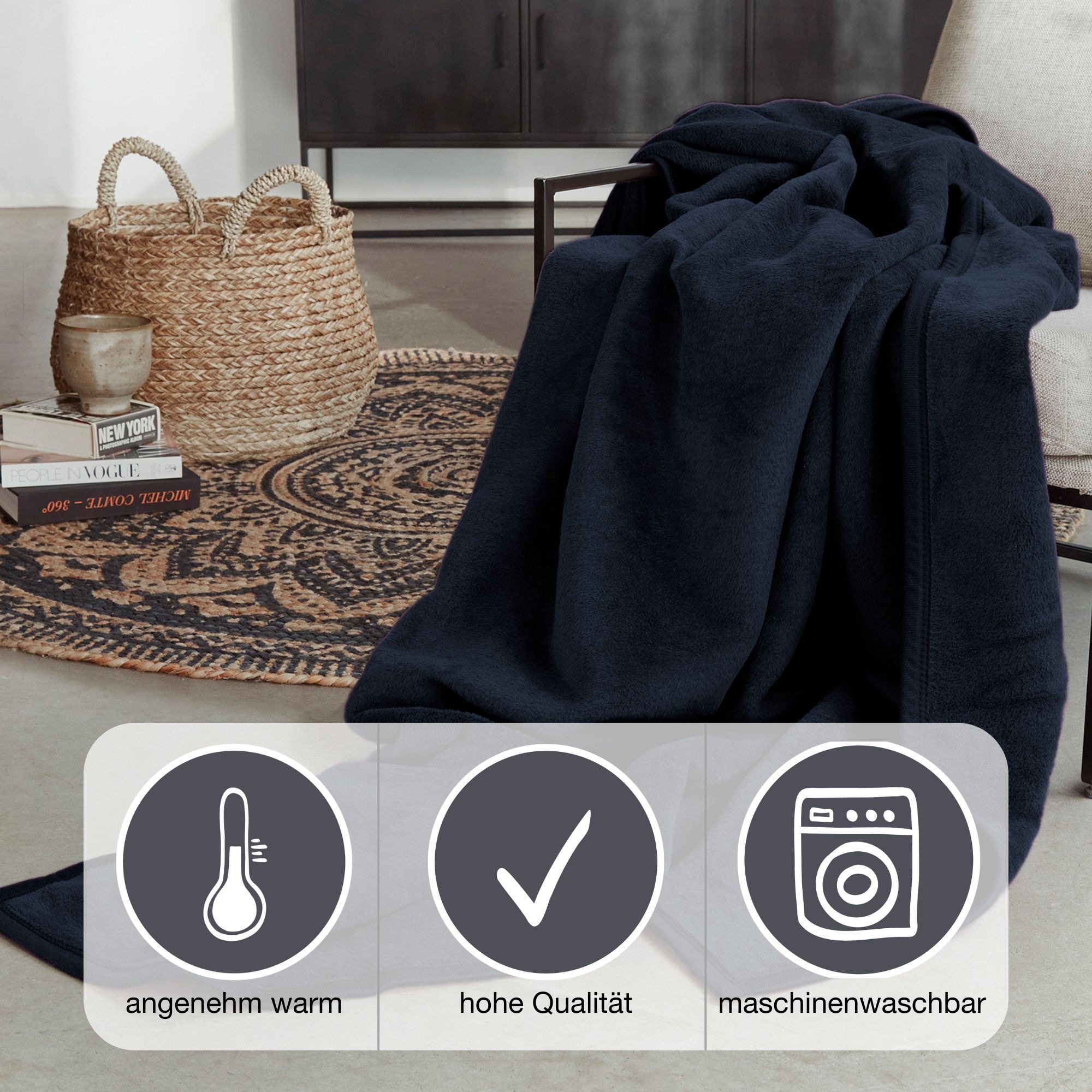 IBENA Wohndecke »Luxus«, verschiedene Größen, unifarbenes Design, Kuscheldecke