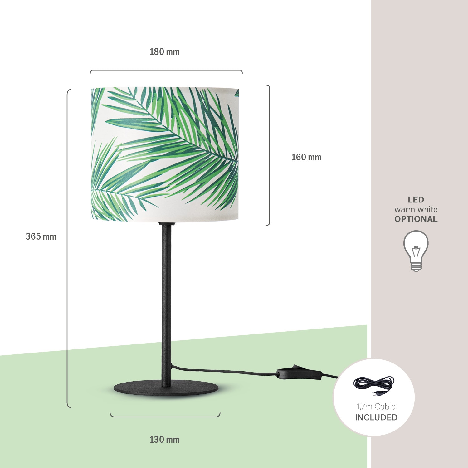 Paco Home Tischleuchte »Ostende 537«, 1 flammig, Leuchtmittel E14 | ohne Leuchtmittel, Nachtlicht Kinder Lampenschirm Lampe Tisch Zimmer Palme Jungle