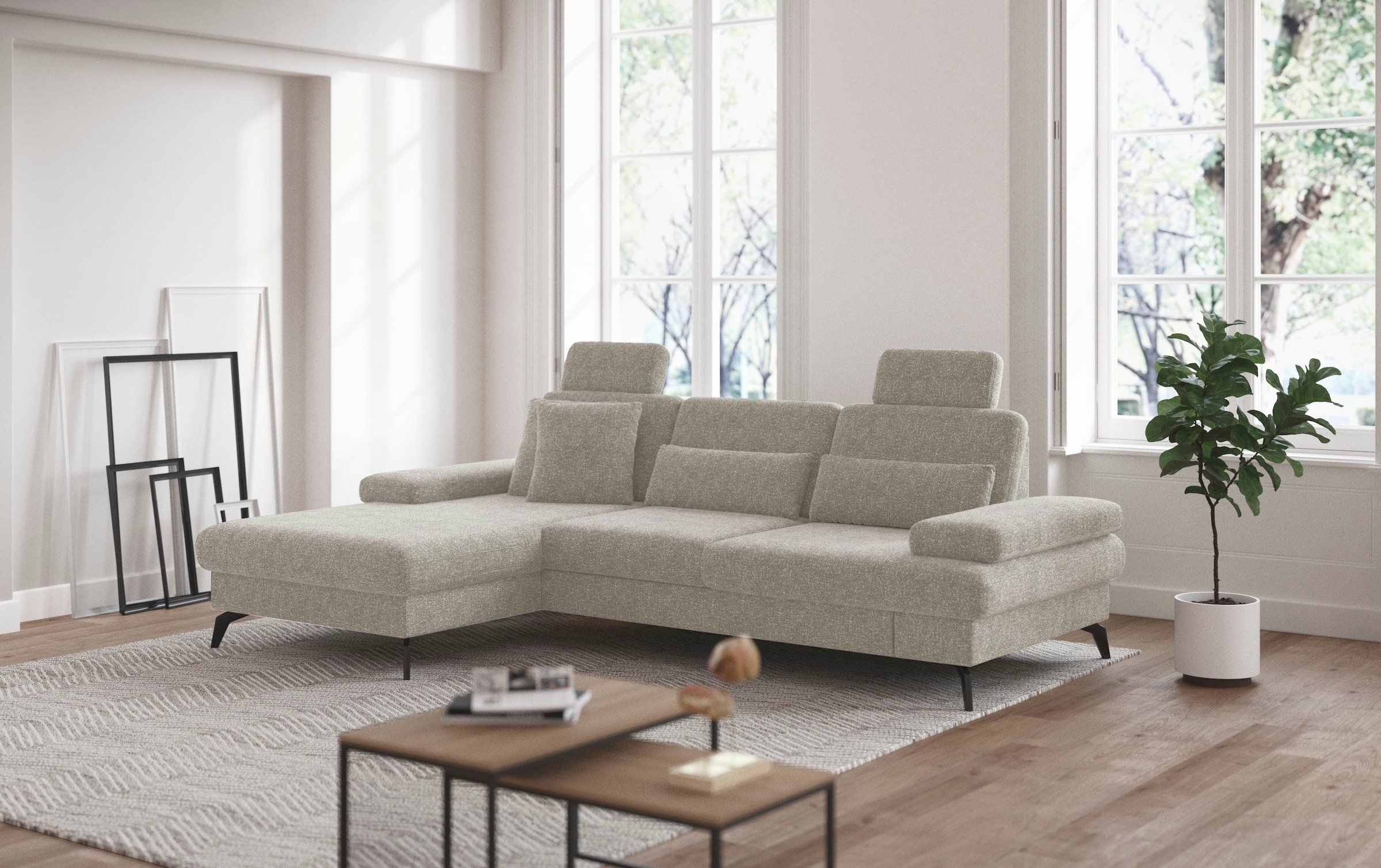 sit&more Ecksofa »Morris L-Form, inkl. Sitztiefenverstellung«, wahlweise mit Armteilverstellung, Bettfunktion & Bettkasten