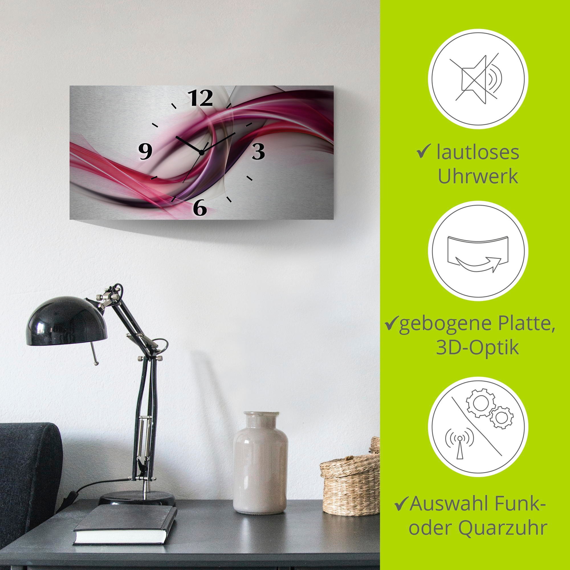 Artland Wanduhr »Ideen«, 3D Optik gebogen, mit Quarz- oder Funkuhrwerk, versch. Größen