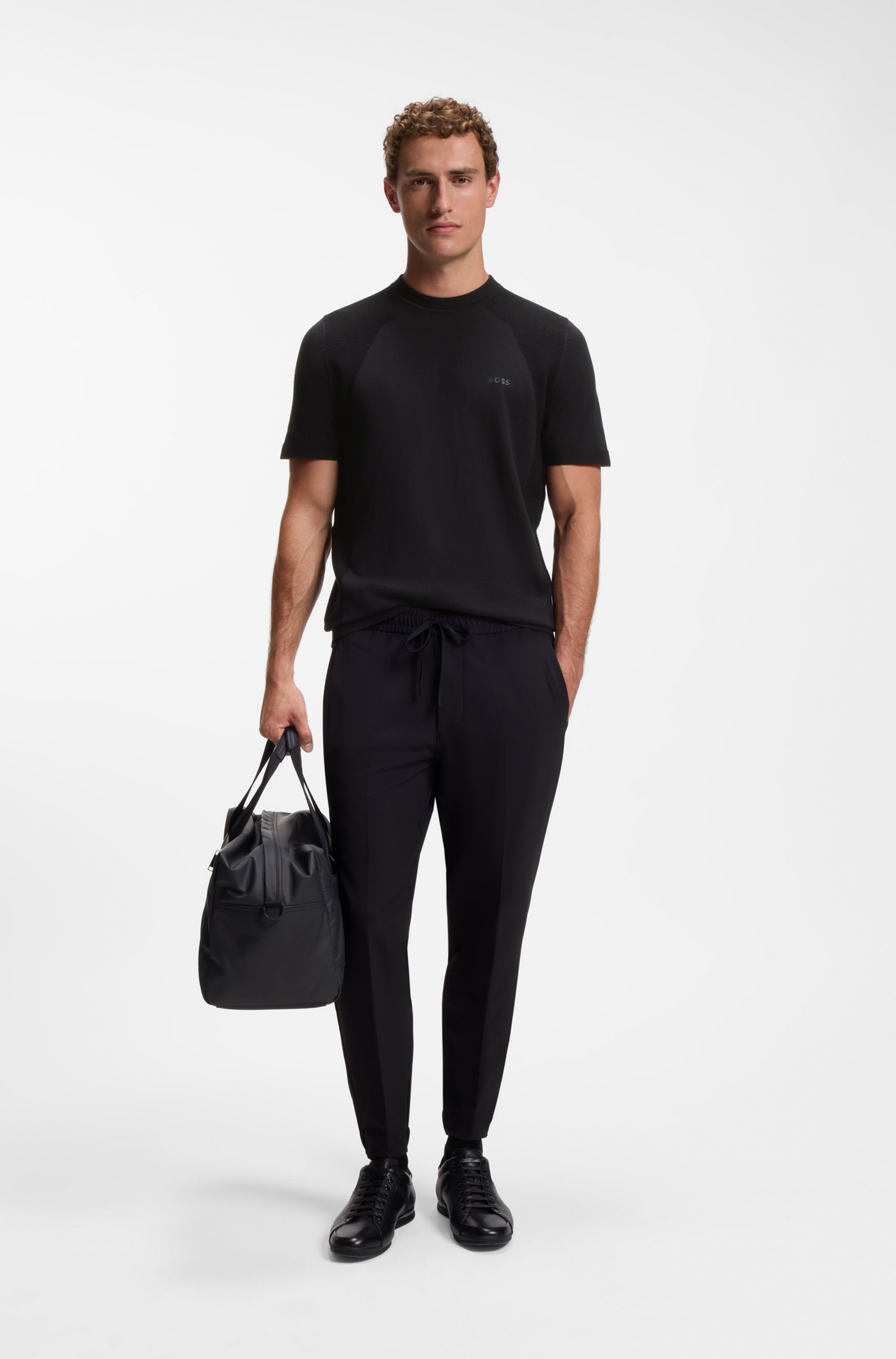 BOSS GREEN Kurzarmpullover »KN_Momentum-Lite TS« Kurzarm, Regular Fit, Baumwollmischung