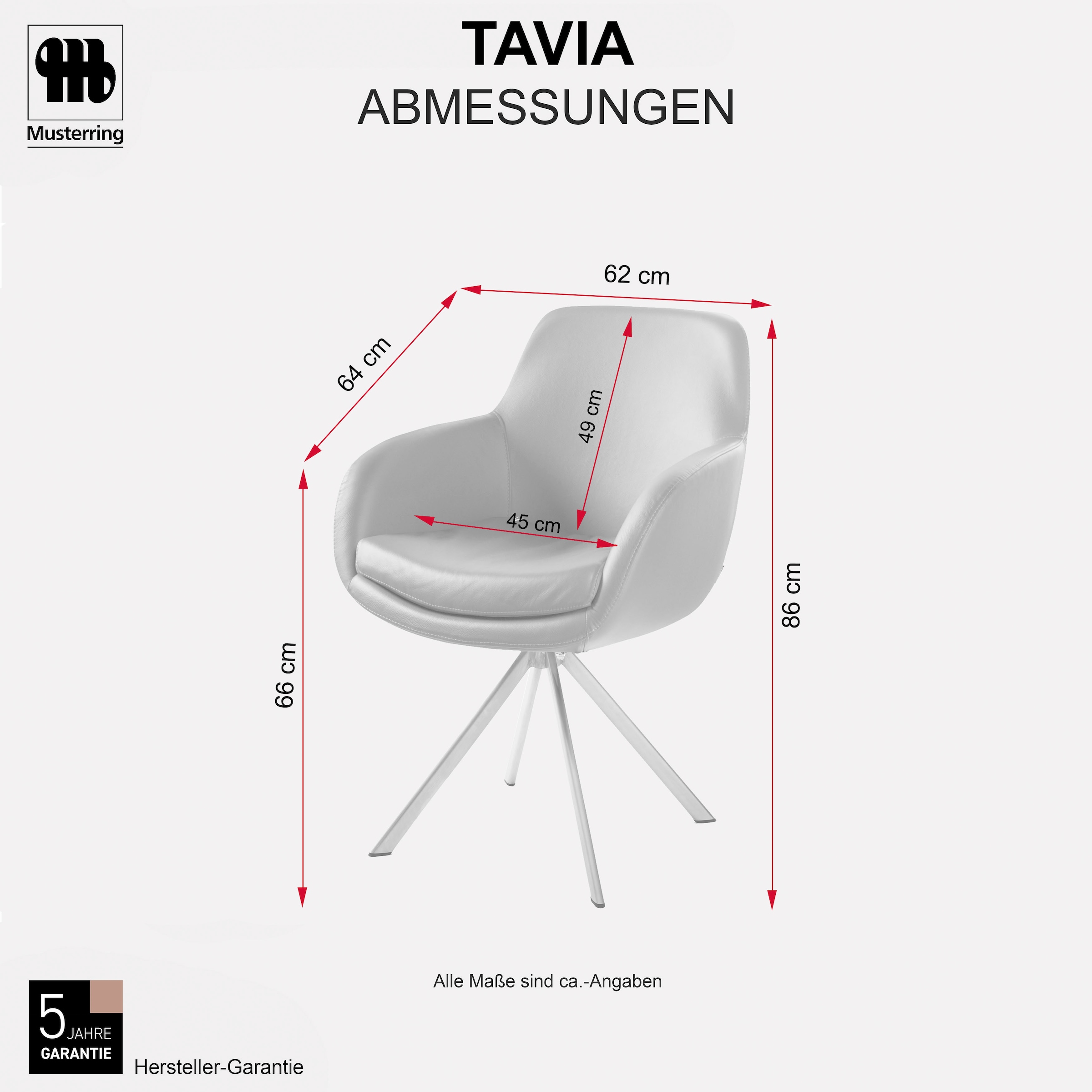 Musterring Esszimmerstuhl »Tavia« (Set) 2 Stk.Stativgestell Edelstahl, wahlweise mit Drehfunktion, diverse Farben