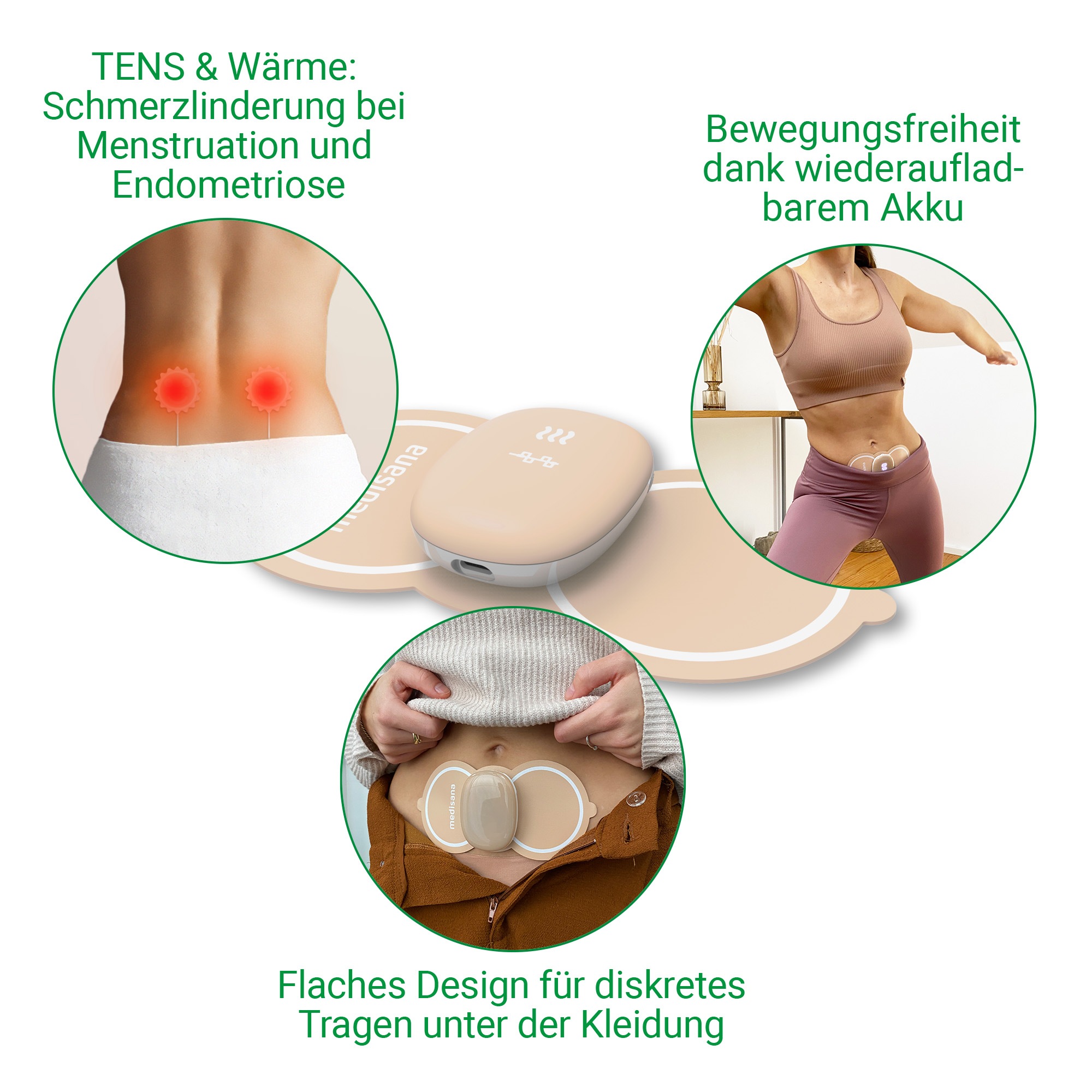 Medisana Menstruations-Pad »TT 250«, Linderung & Entspannung bei Menstruation und Endometriose, Tens, Wärme