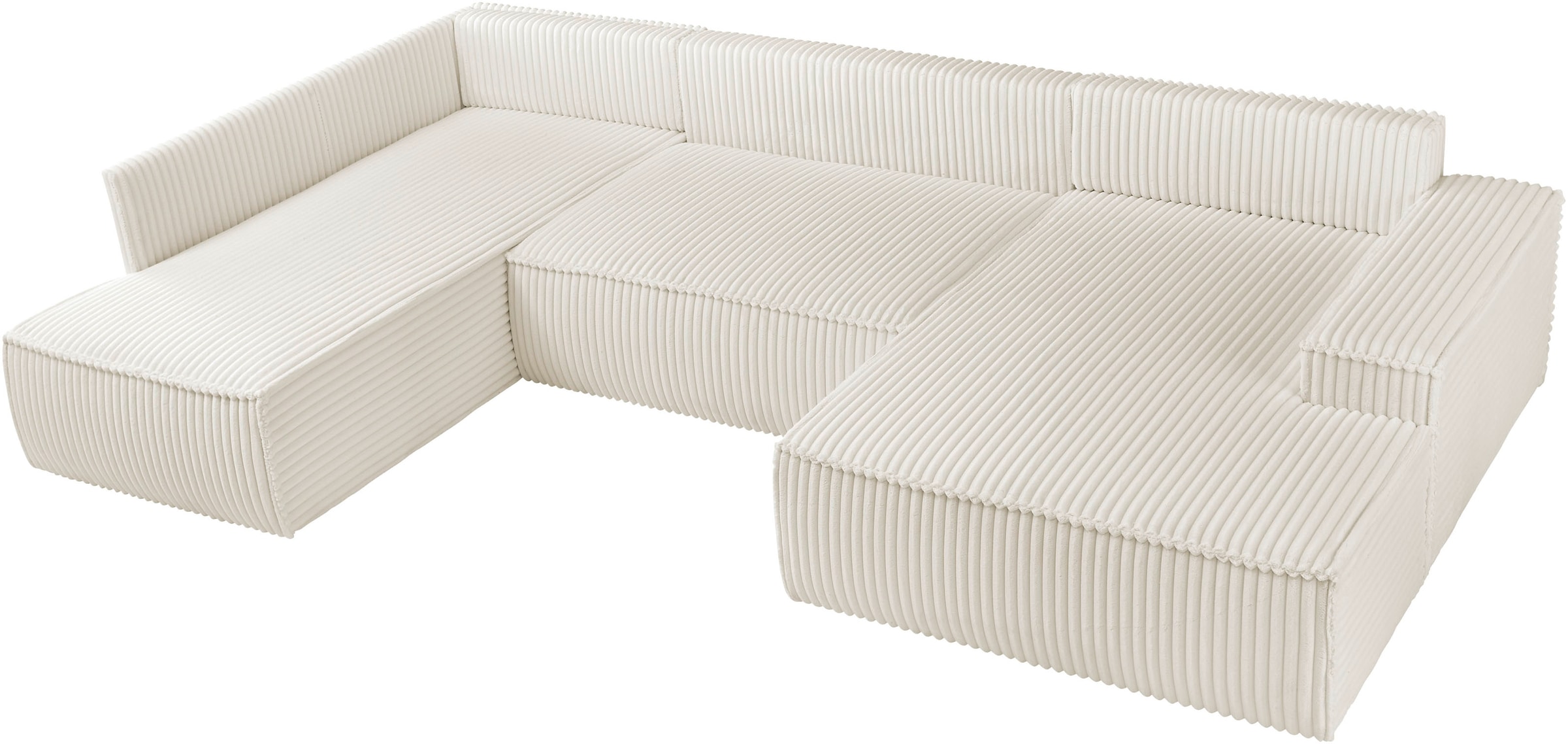 andas Wohnlandschaft »FINNLEY U-Form XXL 329 cm, Schlafsofa, Schlaffunktion m. Bettkasten«, (194/139 cm), Bouclé, Struktur und Cord