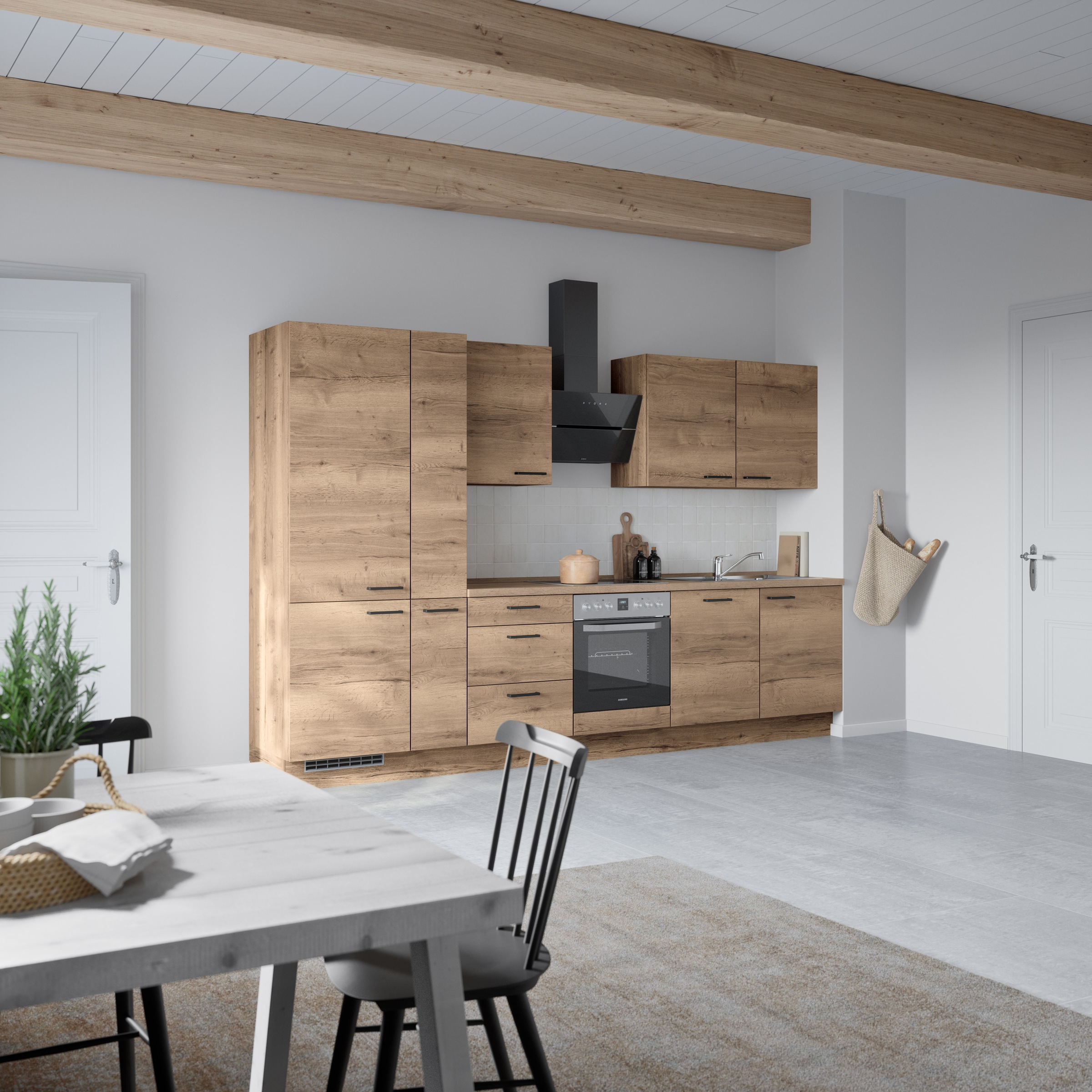 nobilia® Küchenzeile »"Structura II"«, vormontiert, Ausrichtung wählbar, Breite 330 cm, wahlw. mit E-Geräten