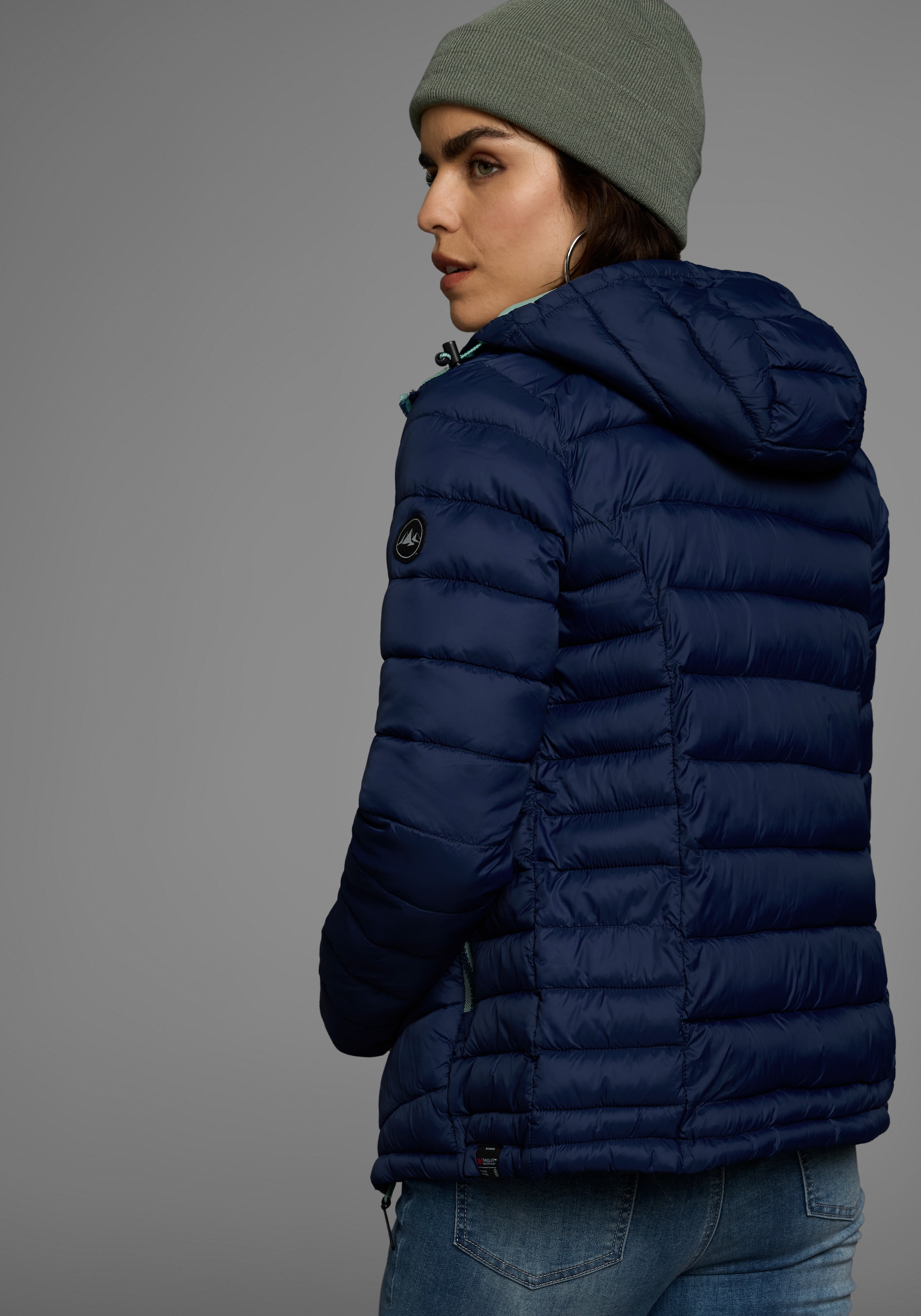 Polarino Steppjacke mit Kapuze Übergangsjacke für kühle Tage,  aus leichtem Webmaterial