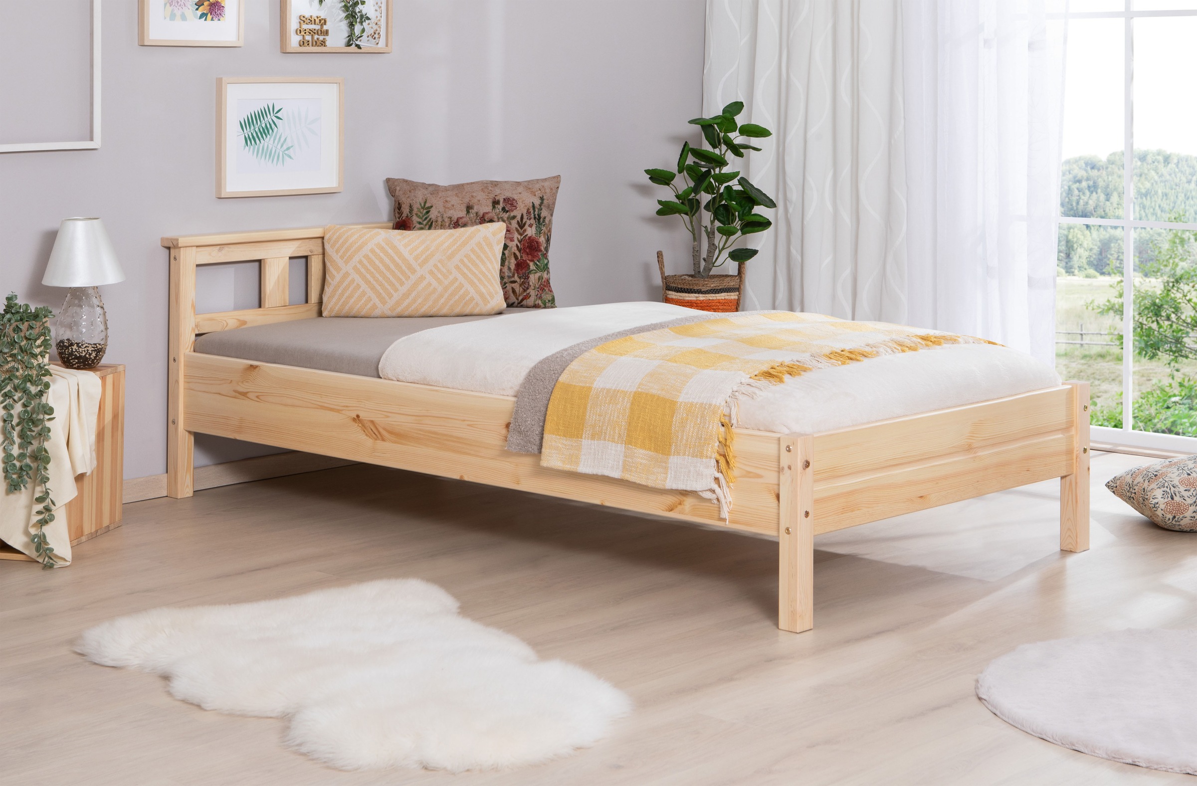 Ticaa Futonbett »Merci«, Einzelbett, aus Kiefer Massivholz, inkl. Rollrost