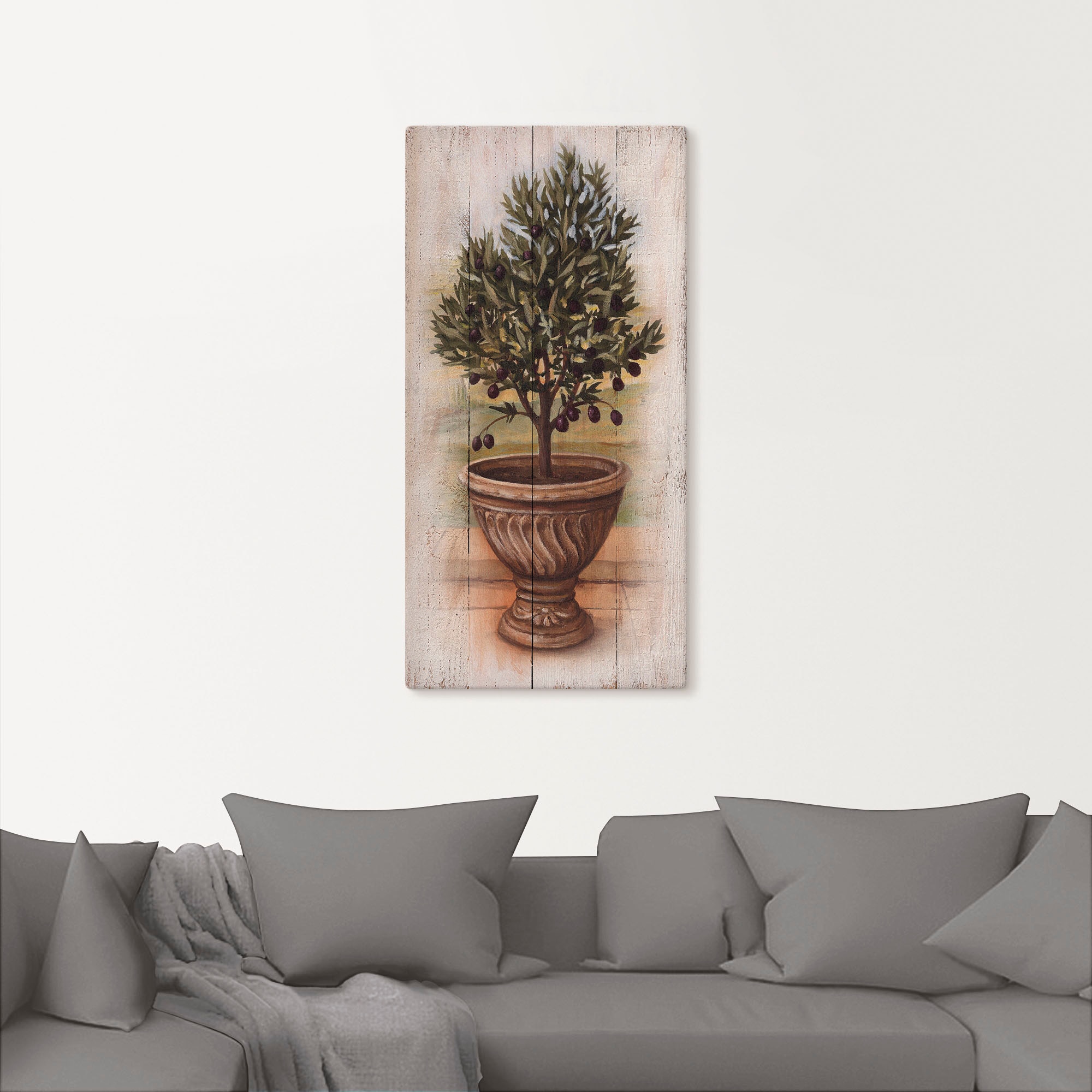 Artland Leinwandbild »Olivenbaum mit Holzoptik«, Pflanzen, (1 St.), auf Keilrahmen gespannt