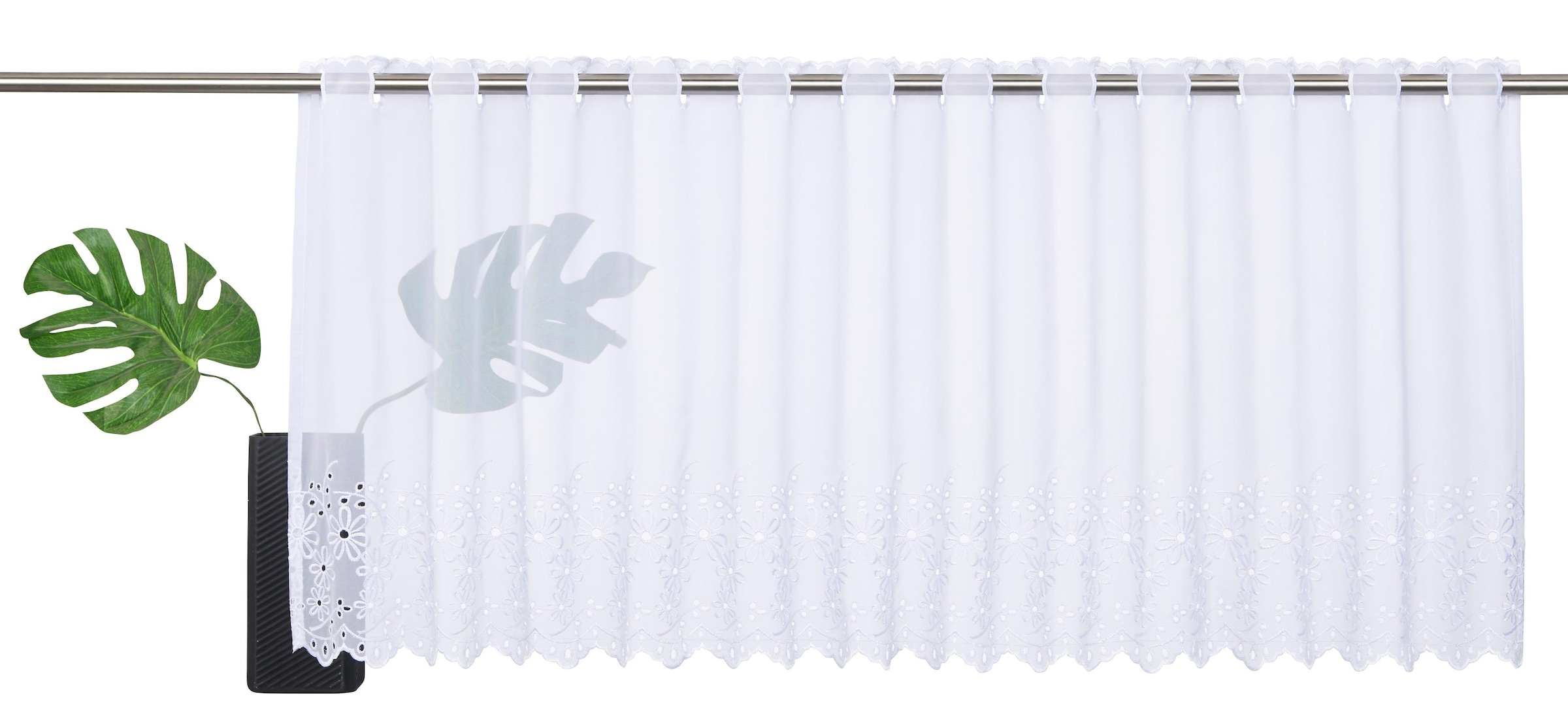 Home affaire Scheibengardine »Sunny«, (1 St.), transparent, florales Design mit Lochstickerei, Voile