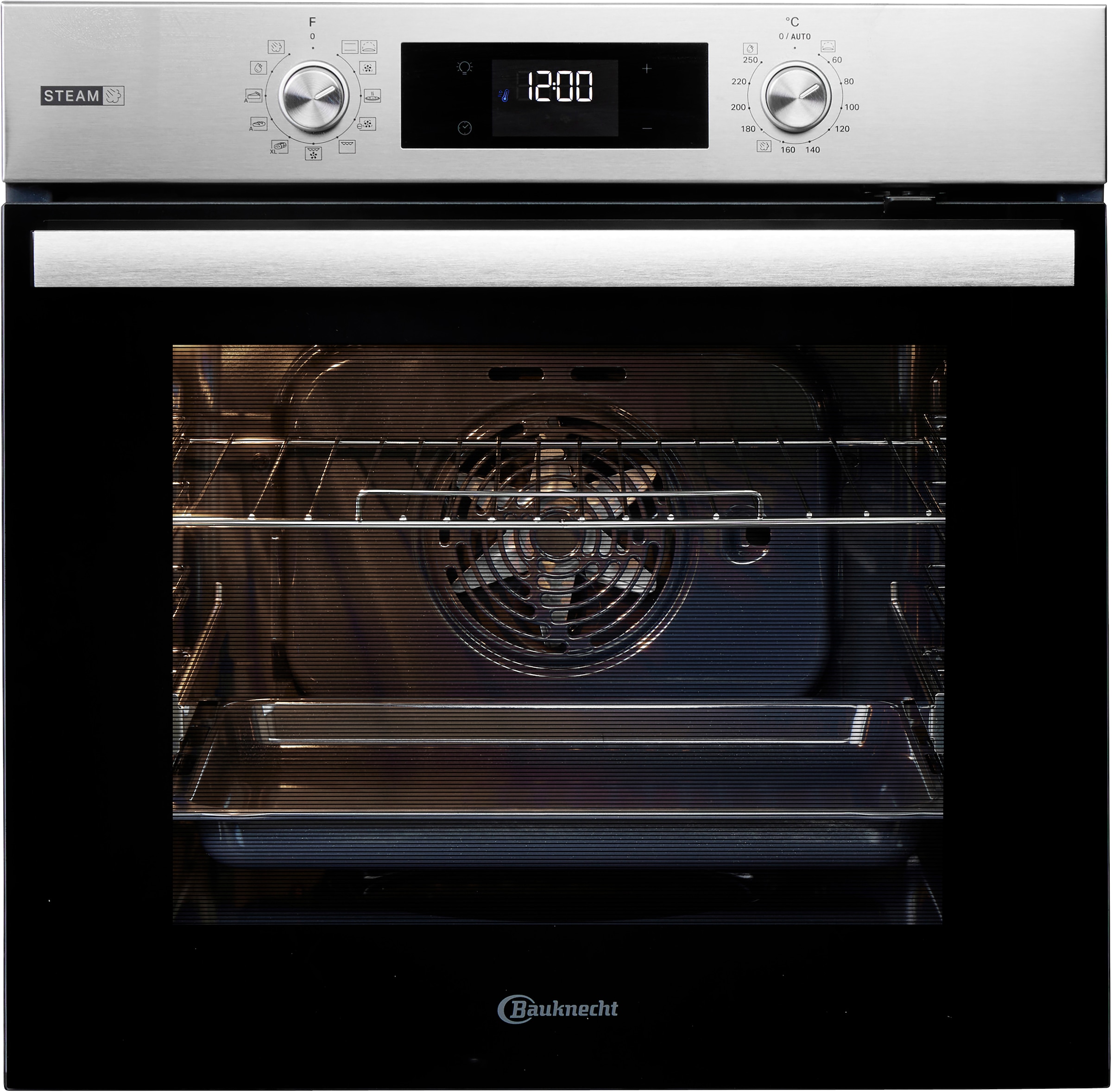 BAUKNECHT Backofen-Set »BAKO 780 Steam IND IN« mit 1-fach-Teleskopauszug Set, 2 Stk. tlg. GentleSteam - für ein saftiges Inneres und ein knuspriges Äußeres