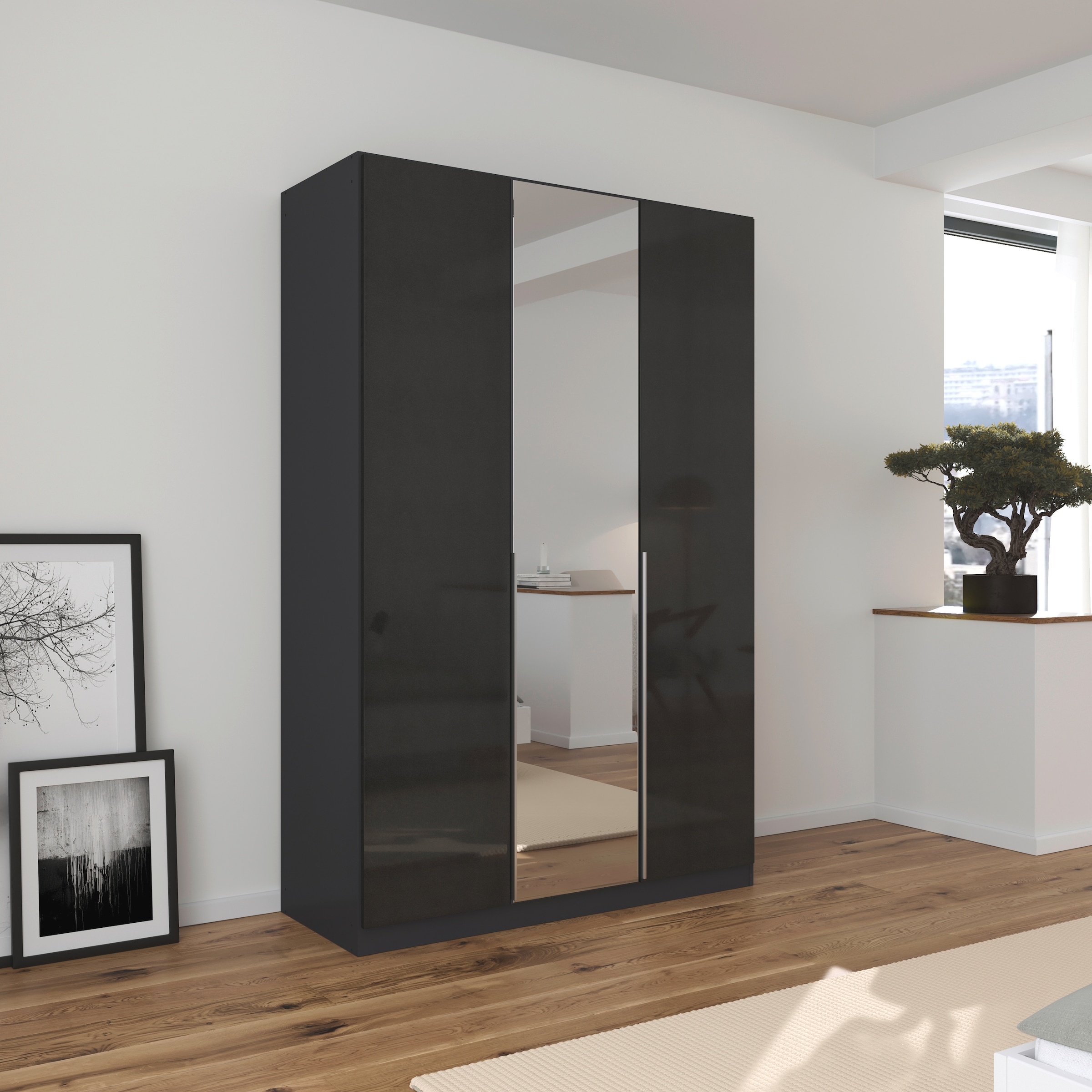 rauch Drehtürenschrank »Kleiderschrank Schrank Garderobe AGORDO mit Dekor- oder Hochglanzfront«, (in zwei Griff-Farben), durchdachte Innenausstattung, in 6 Breiten und 2 Höhen MADE IN GERMANY