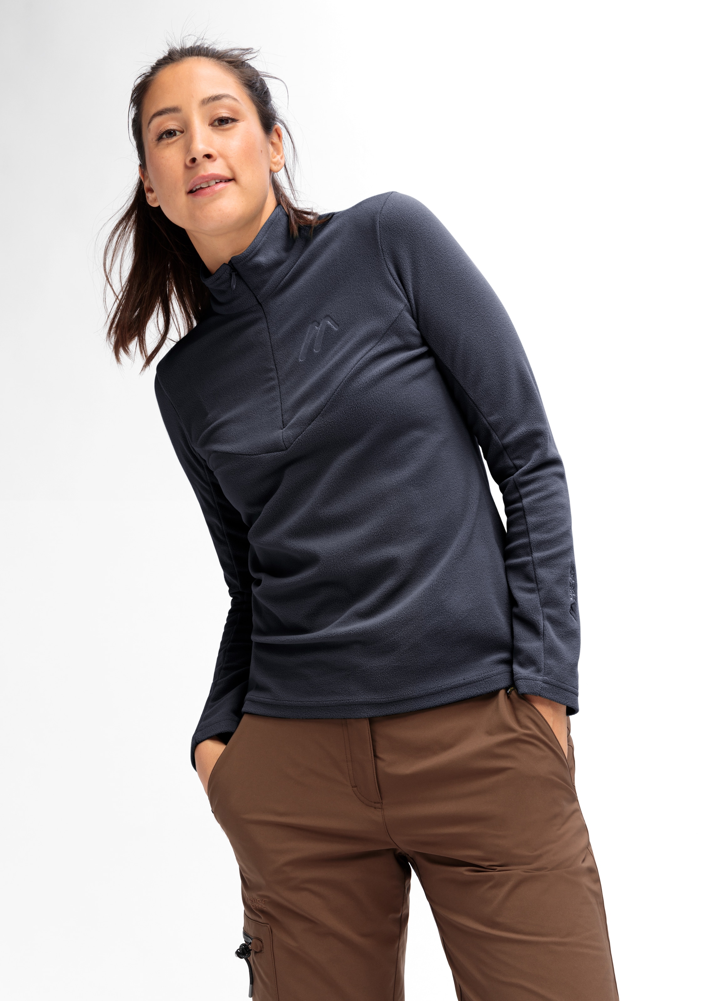 Maier Sports Fleecepullover »Denise HZ W«, Damen Midlayer, pflegeleichtes Half-Zip Fleece