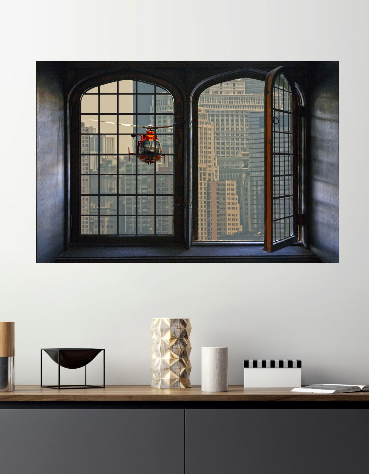 queence Wandsticker »Hubschrauber«, Wandsticker, Wandbild, selbstklebend, 3D, Fenster