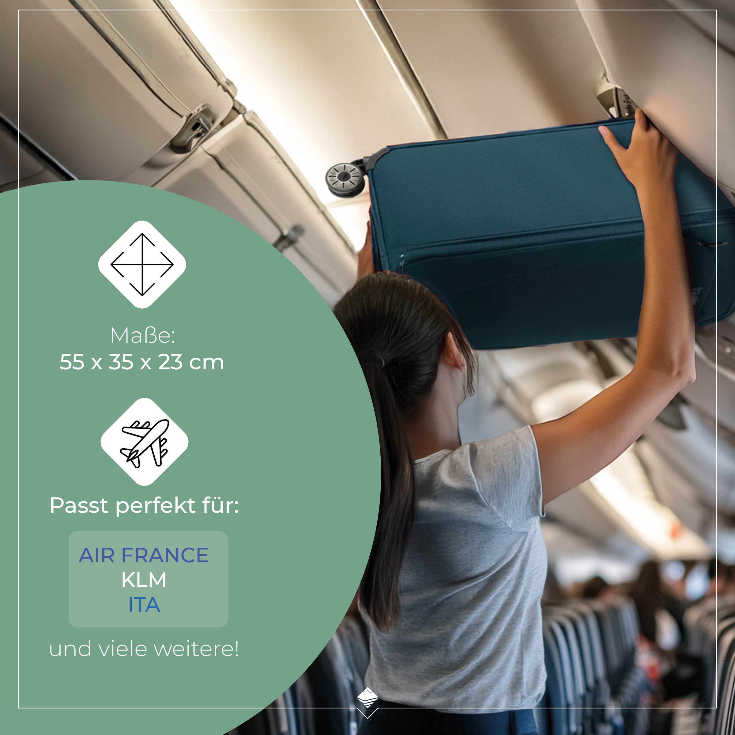 travelite Handgepäck-Trolley »JETPACK Slim 2 Cabin, konzipiert für Air France, KLM & ITA« 40 l 4 Rollen Weichgepäck-Koffer Handgepäck für die meisten gängigen Airlines