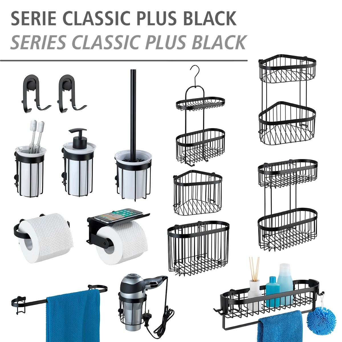 Aufhängemöglichkeiten kaufen Wandregal »Classic Plus Black«, Korb, online WENKO 1