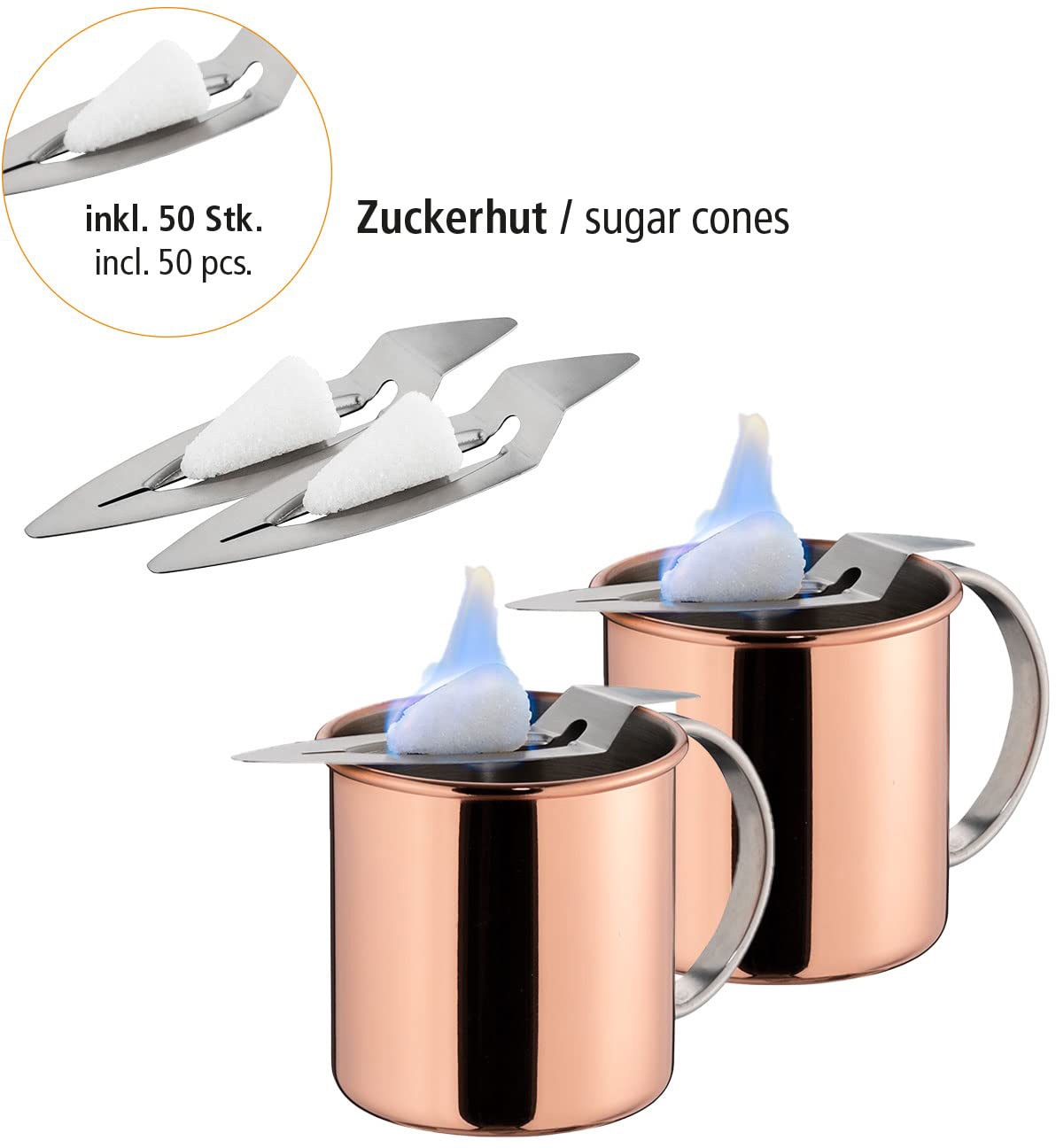 tlg.), 2 4 Tasse, + Mini-Feuerzangen 50 Mini-Zuckerhüte Becher Kupferlook, inkl. (Set, im APS kaufen online 2