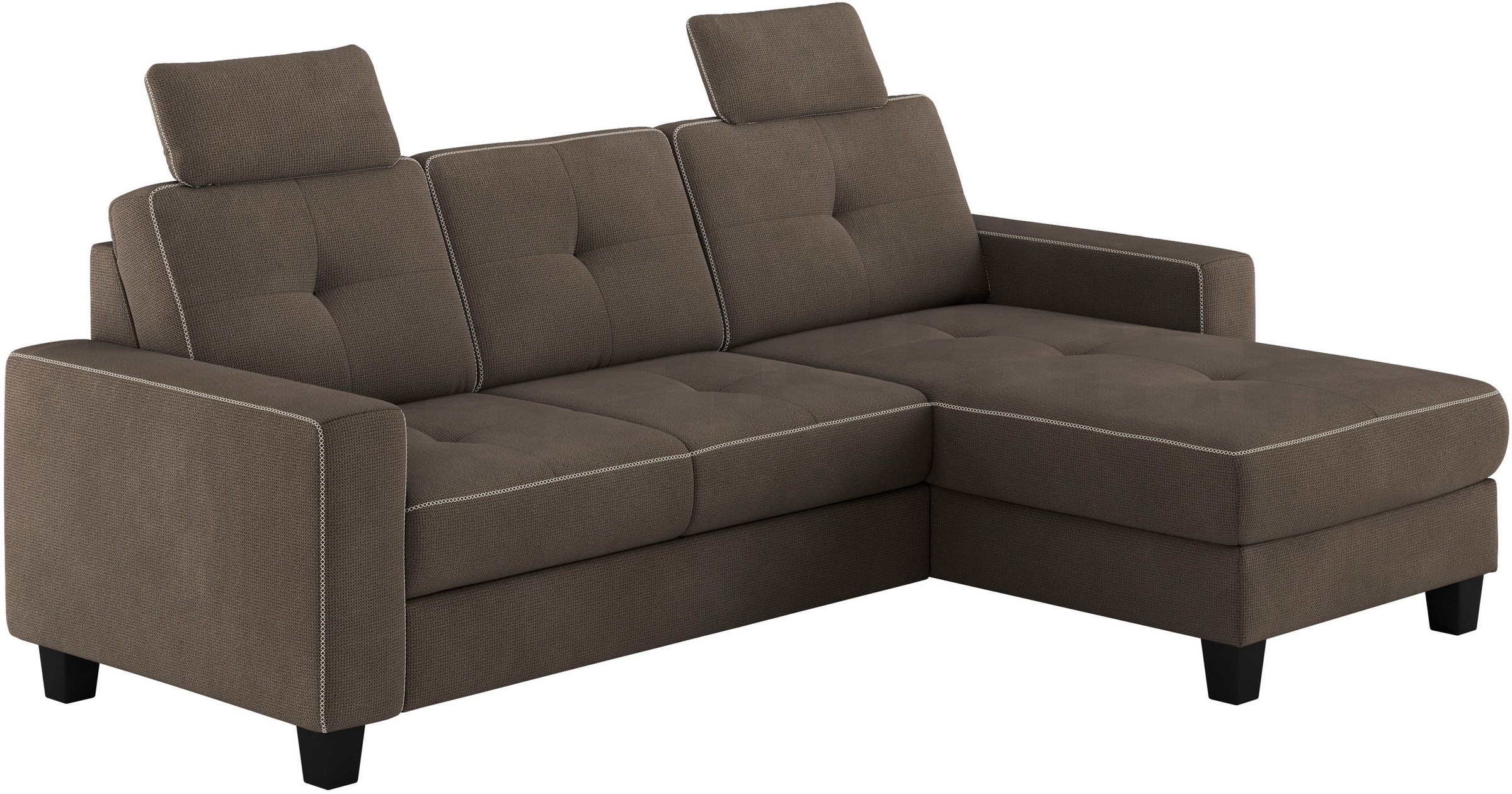 Places of Style Ecksofa »Varese L-Form«, Kreuznaht in beige