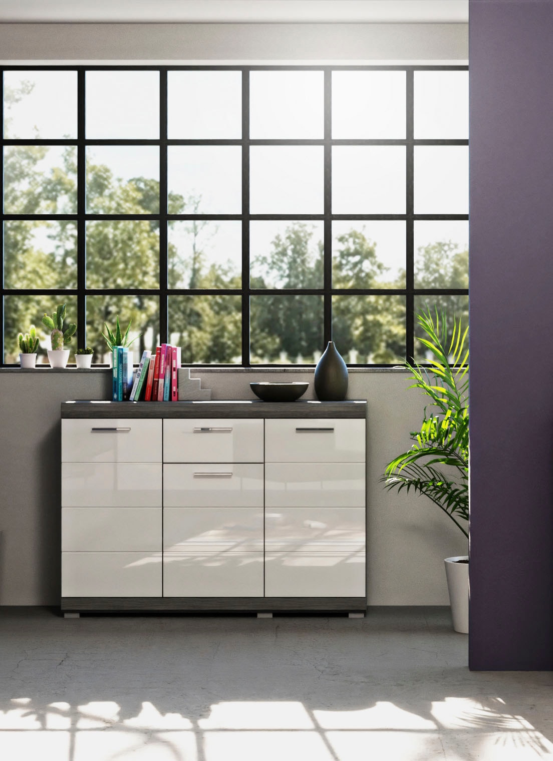 INOSIGN Kommode »Siena, Breite 120 cm, 3 Türen, 1 Schubkasten, 5 Einlegeböden, 8 Fächer«, Schuhkommode, Schuhschrank, Anrichte, Schrank, Sideboard