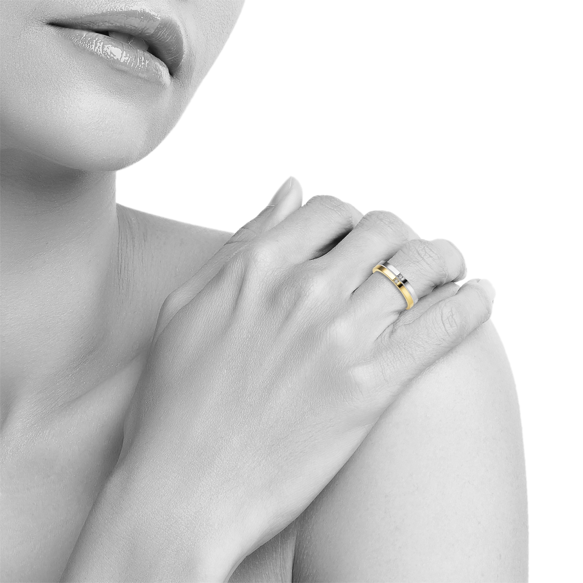 Zeeme Fingerring »Edelstahl 2tlg. Set mit weißem Zirkonia-Stein«